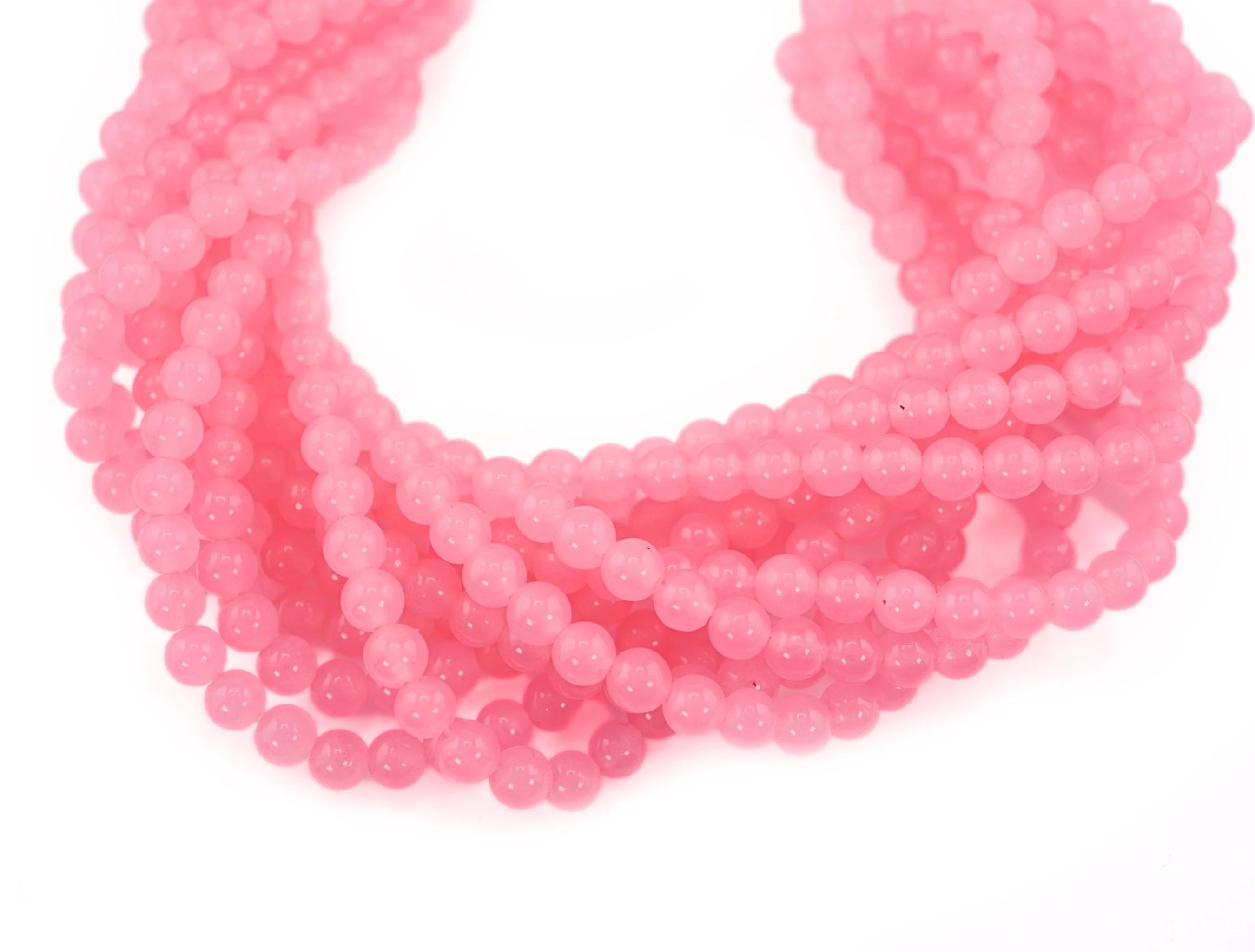 Pink Chalcedony Round Shape Gemstone Strand Beads