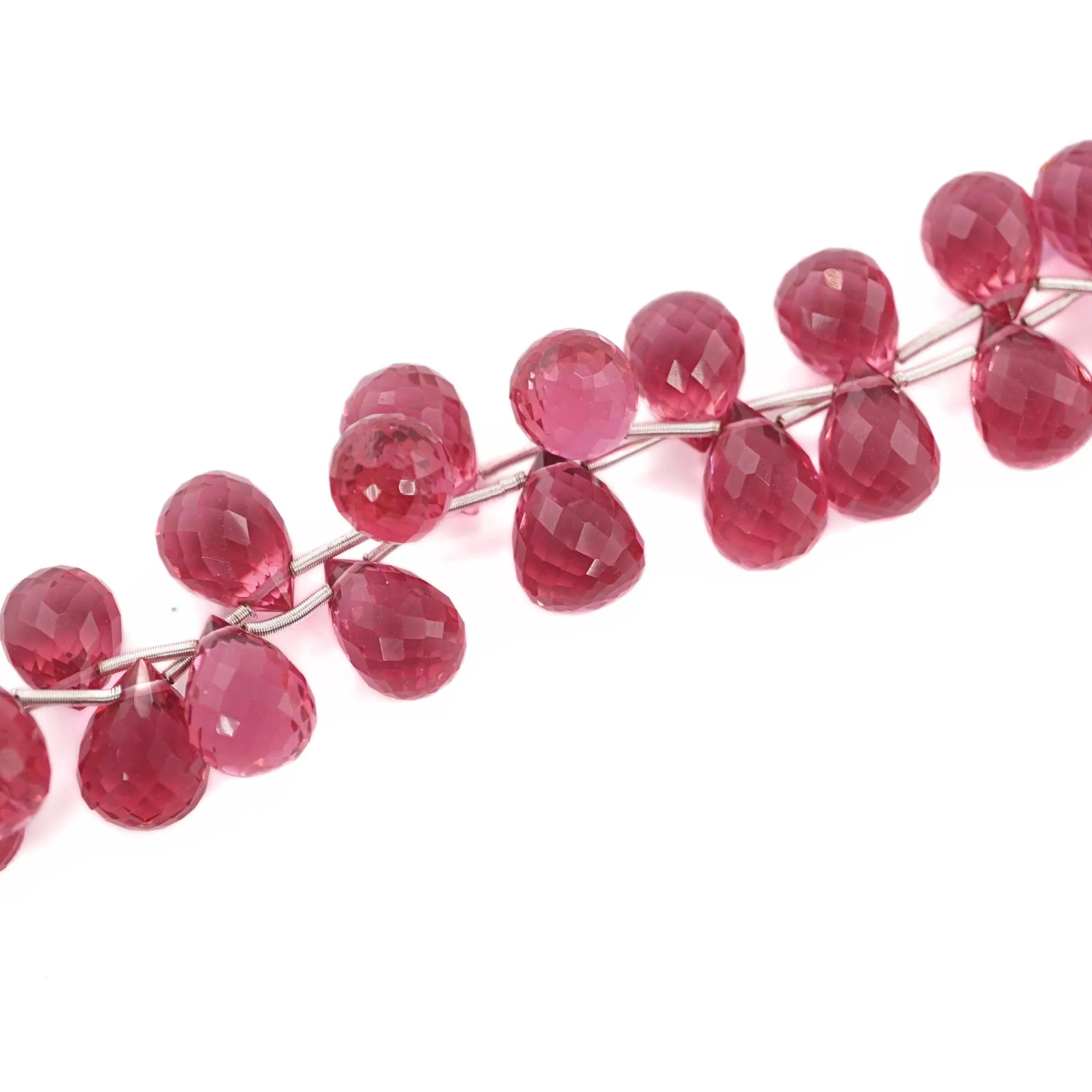 Pink Hydro Quartz Teardrop Shape Gemstone Strand Beads