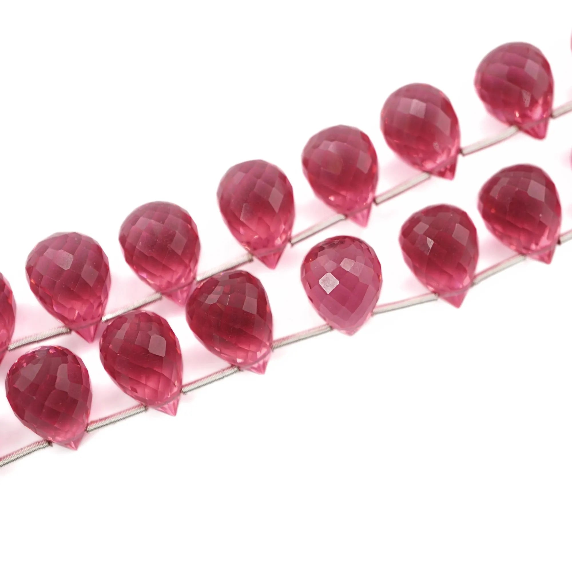 Pink Hydro Quartz Teardrop Shape Gemstone Strand Beads
