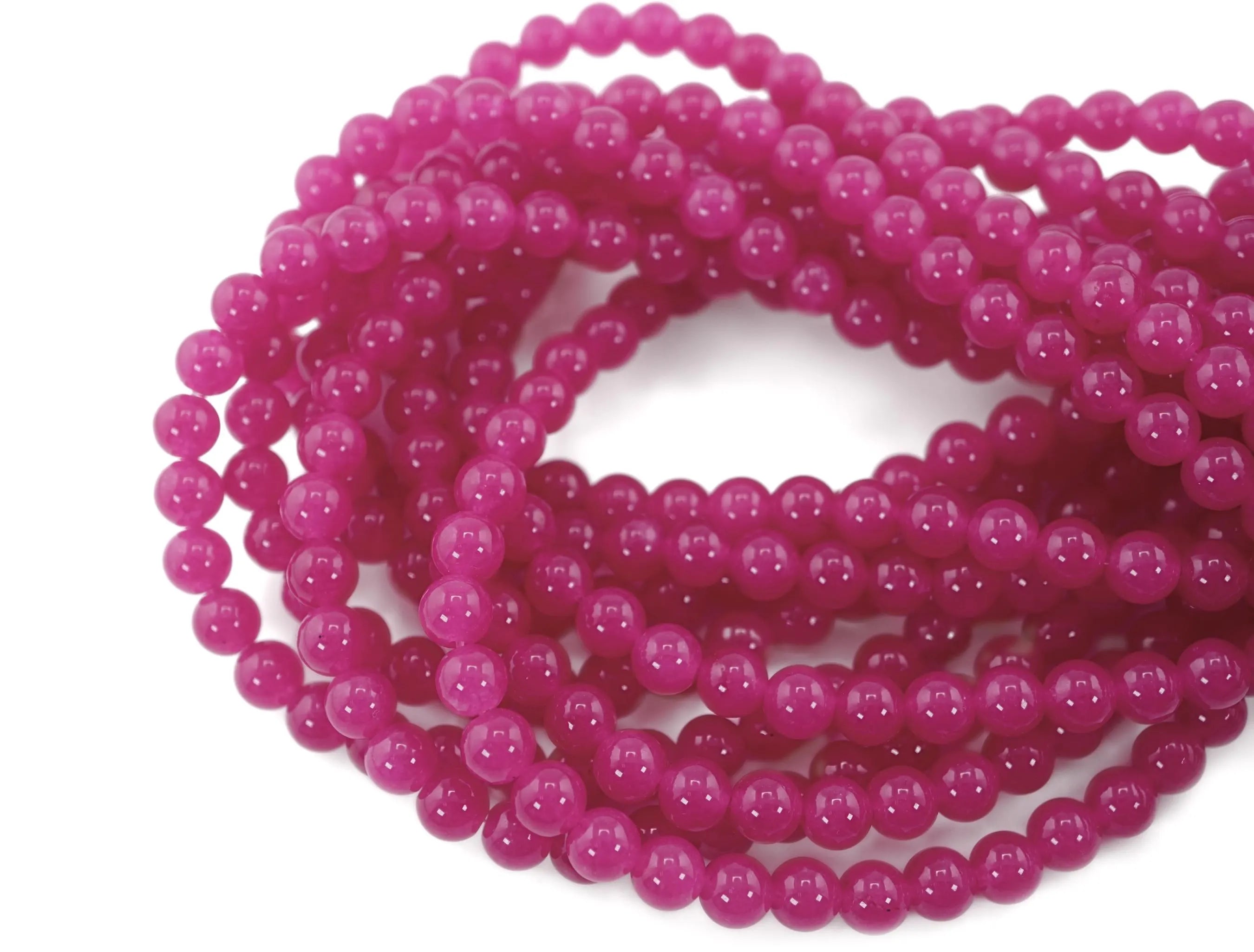 Pink Jade Round Shape Gemstone Strand Beads