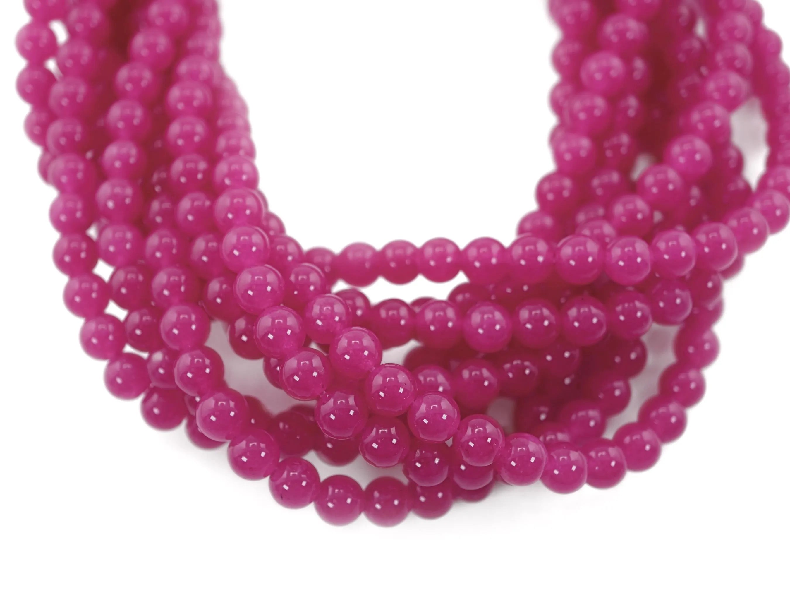 Pink Jade Round Shape Gemstone Strand Beads