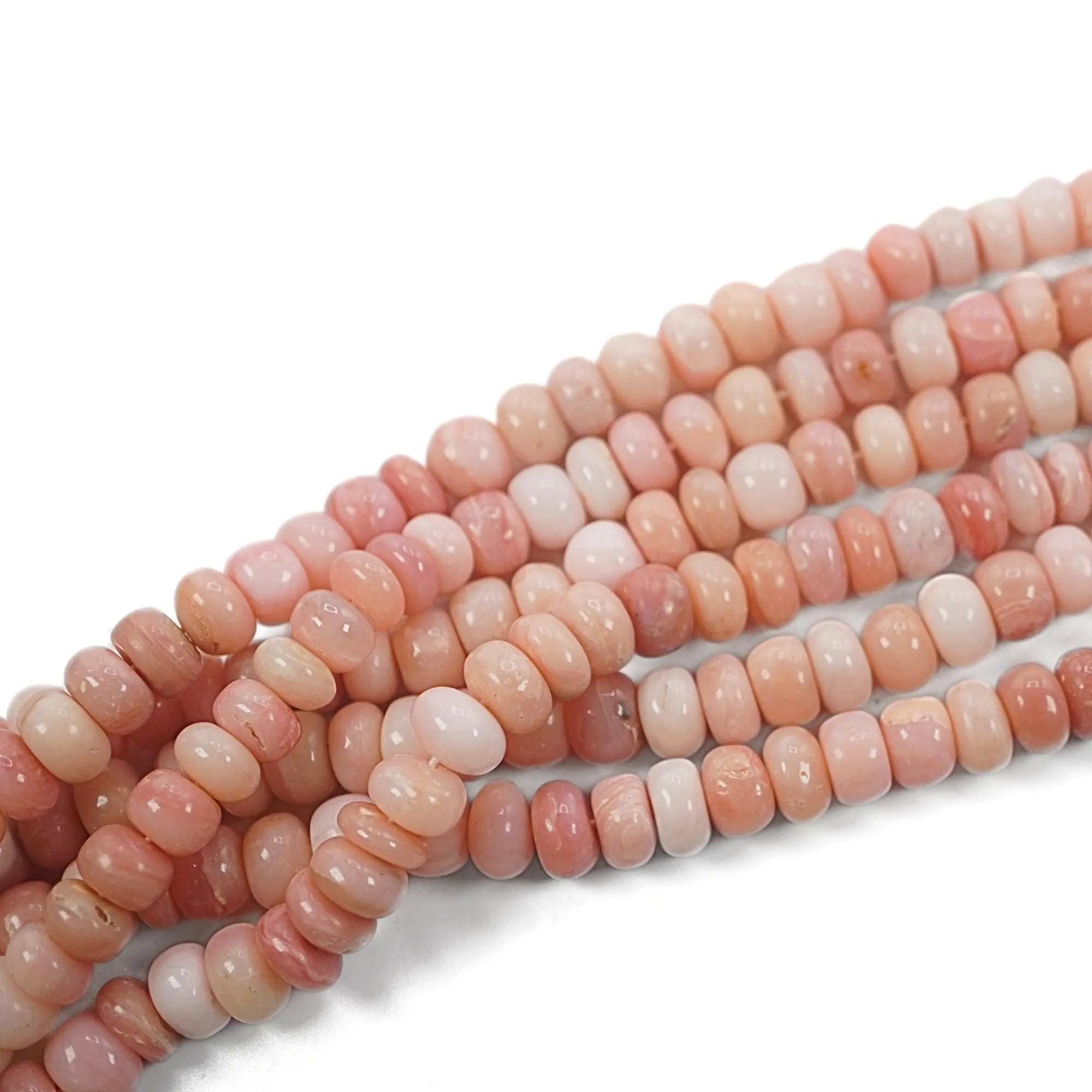 Pink Opal Smooth Rondelle Shape Gemstone Strand Beads