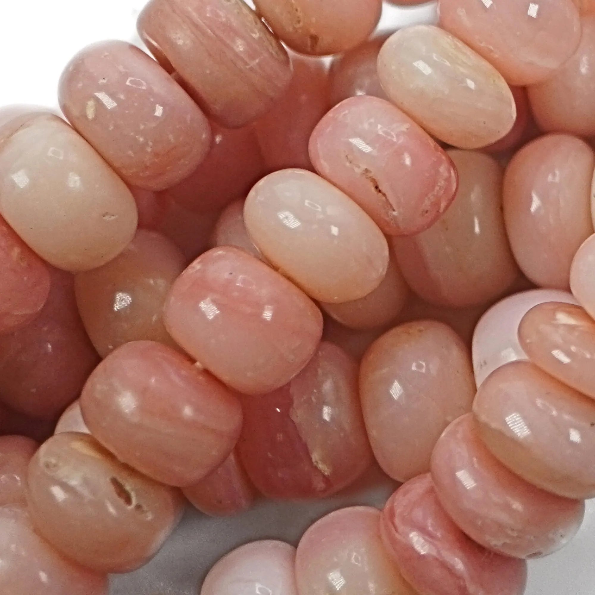 Pink Opal Smooth Rondelle Shape Gemstone Strand Beads