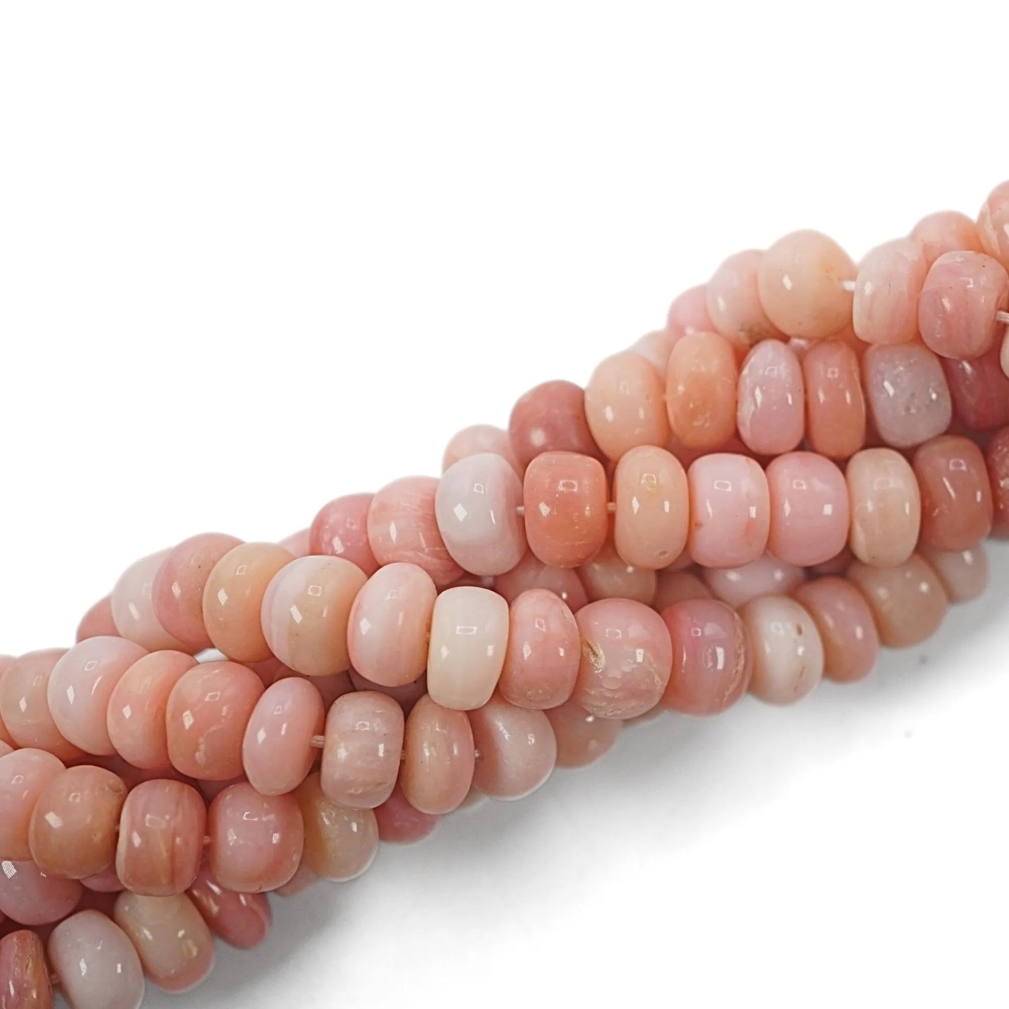 Pink Opal Smooth Rondelle Shape Gemstone Strand Beads