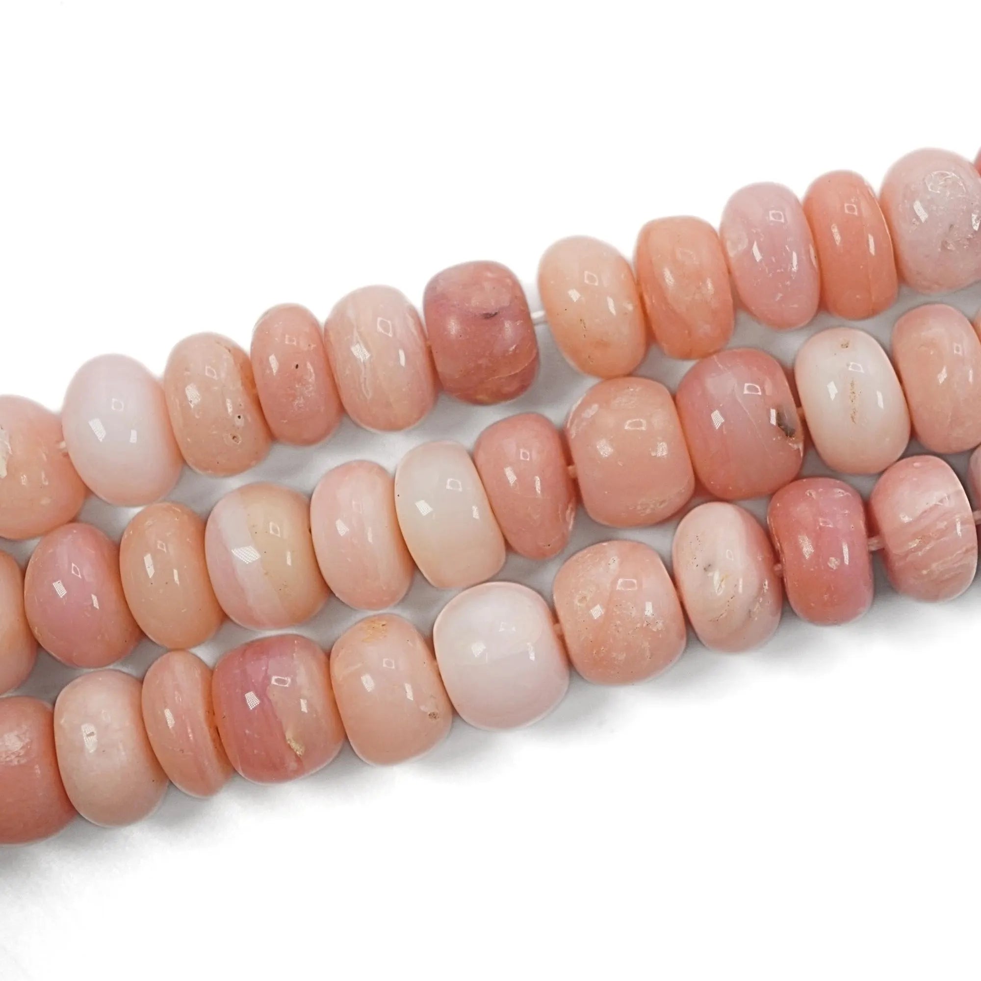 Pink Opal Smooth Rondelle Shape Gemstone Strand Beads