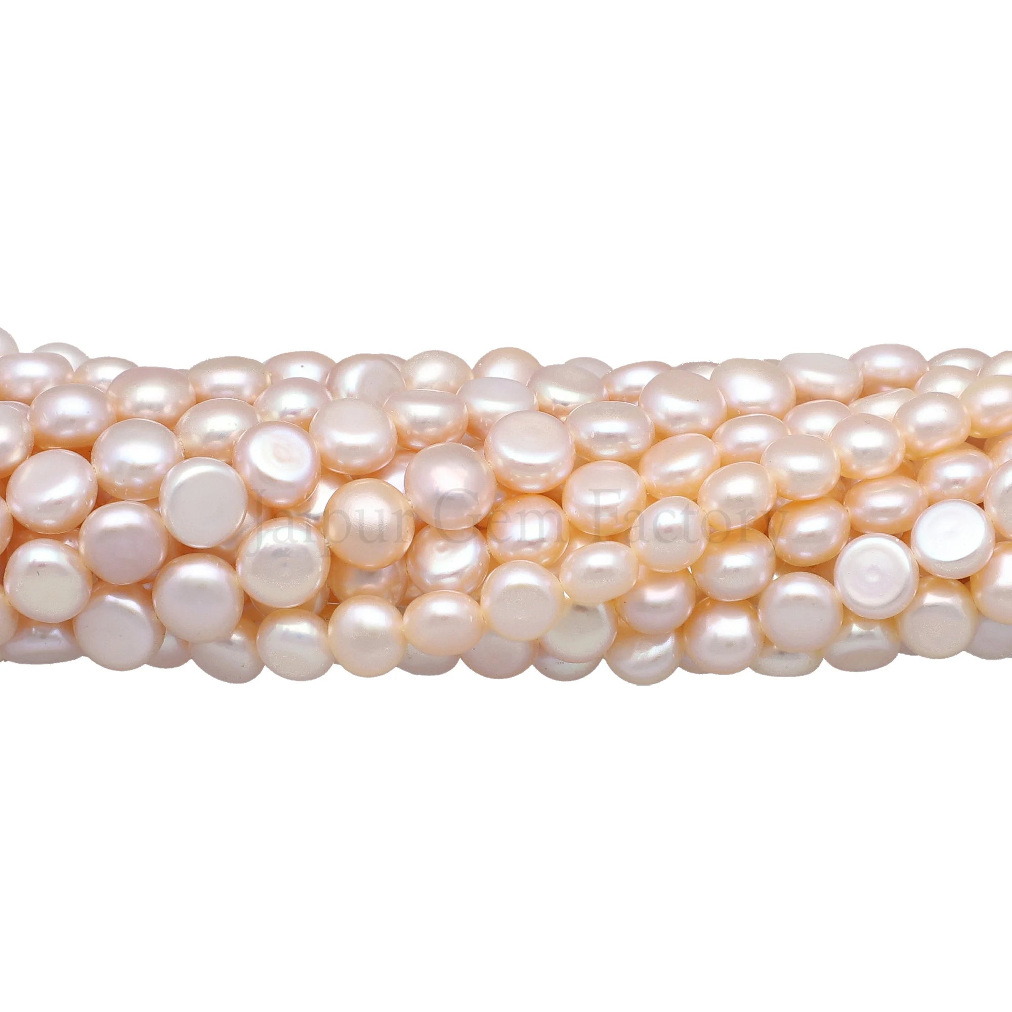 Pink Peach Coin Shape Freshwater Pearls Beads