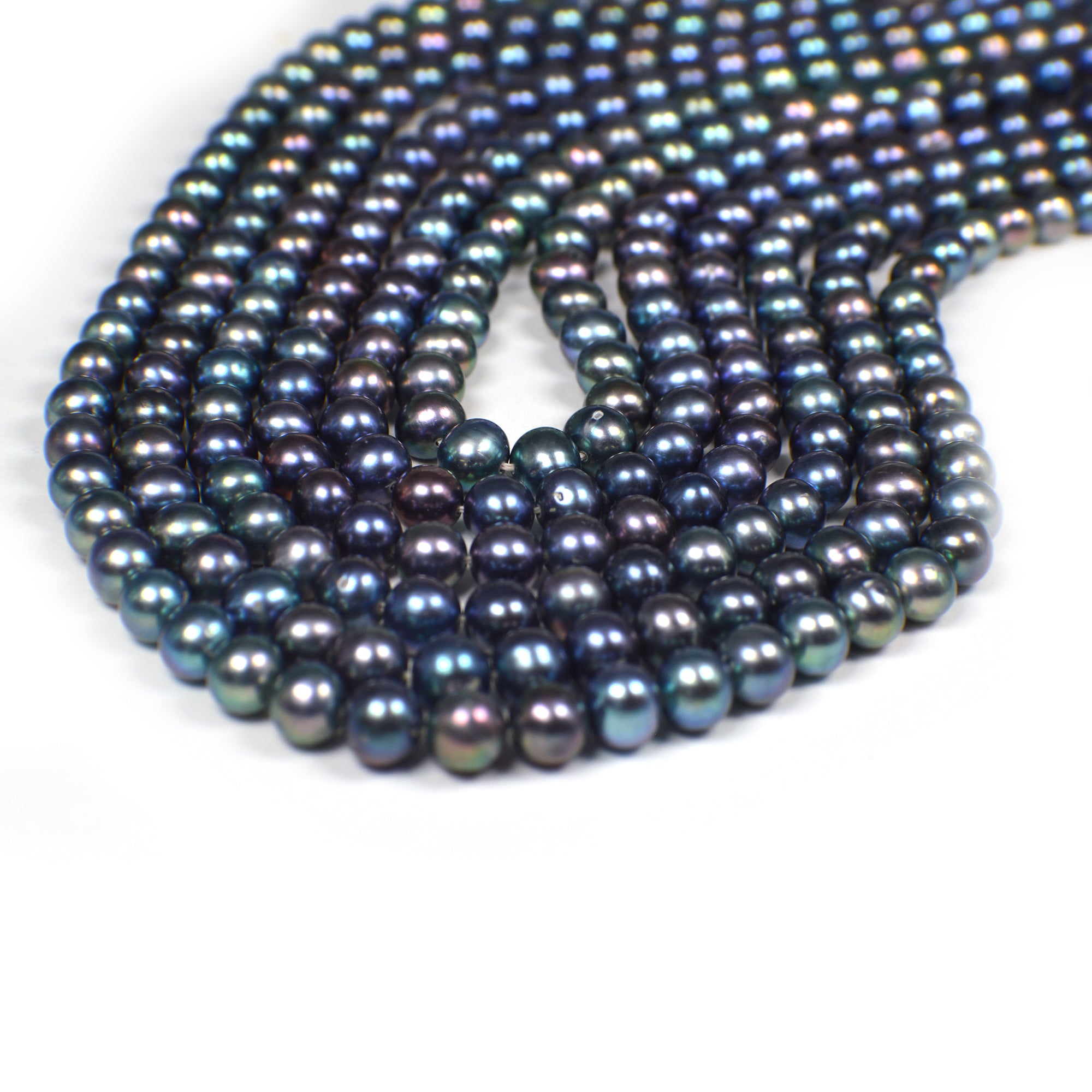 Potato shape blue freshwater pearls