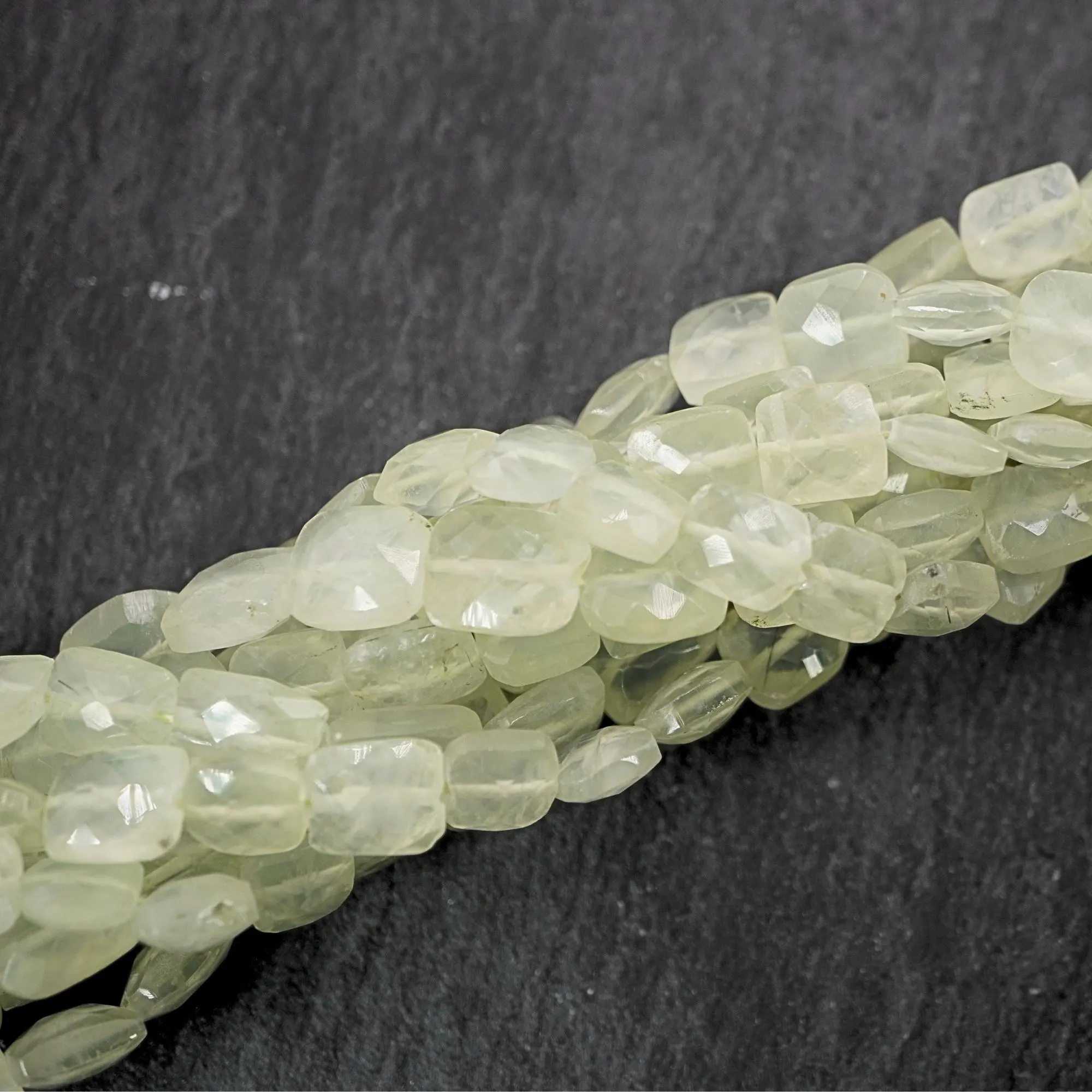 Prehnite Faceted Cut Square Shape Gemstone Strand Beads