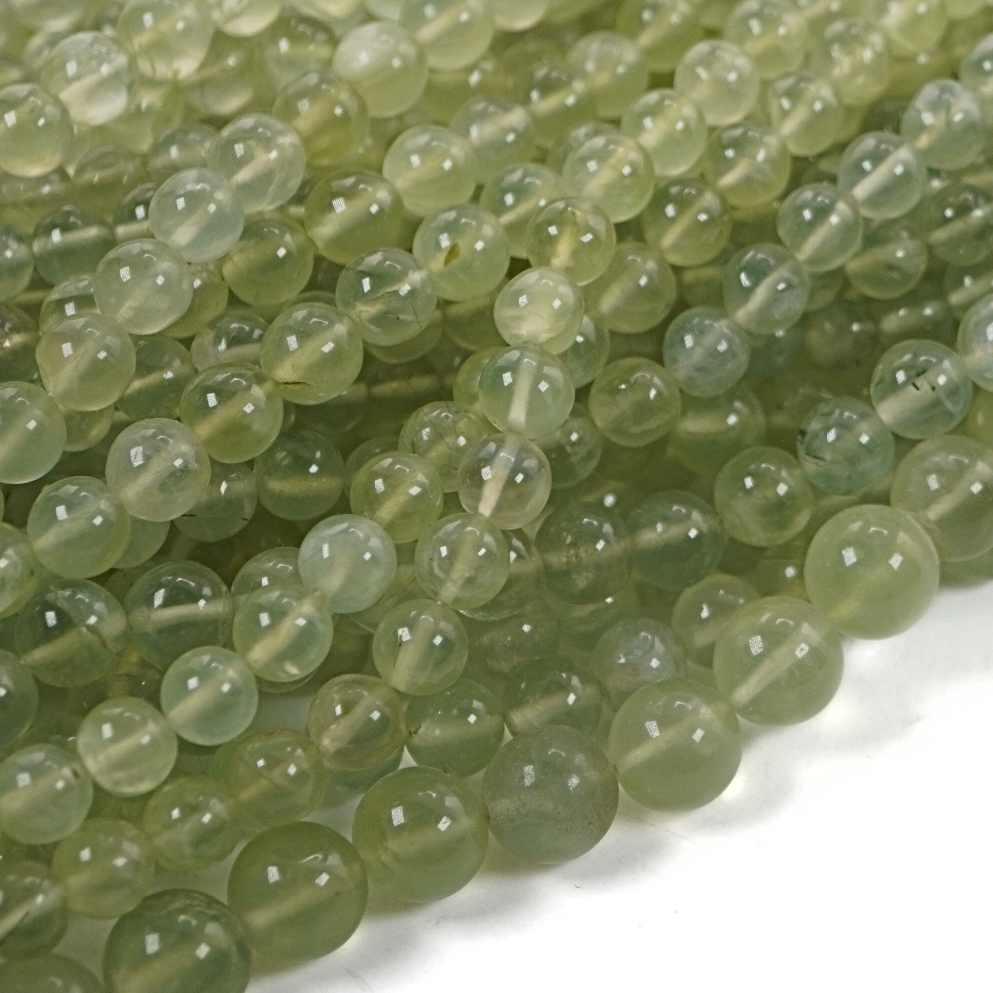 Prehnite Smooth Round Shape Gemstone Strand Beads