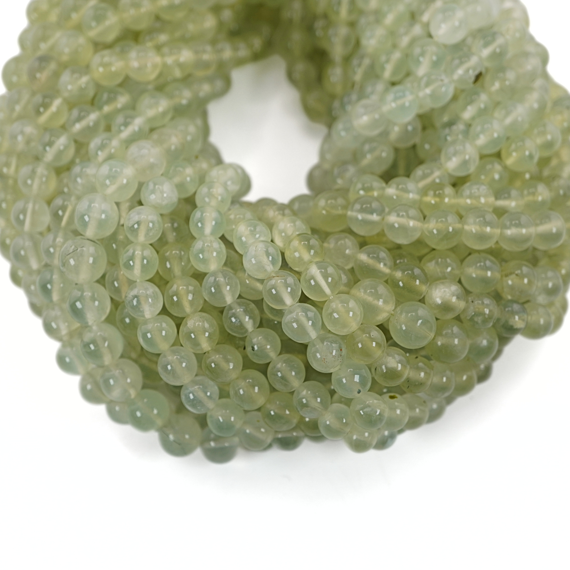 Prehnite Smooth Round Shape Gemstone Strand Beads