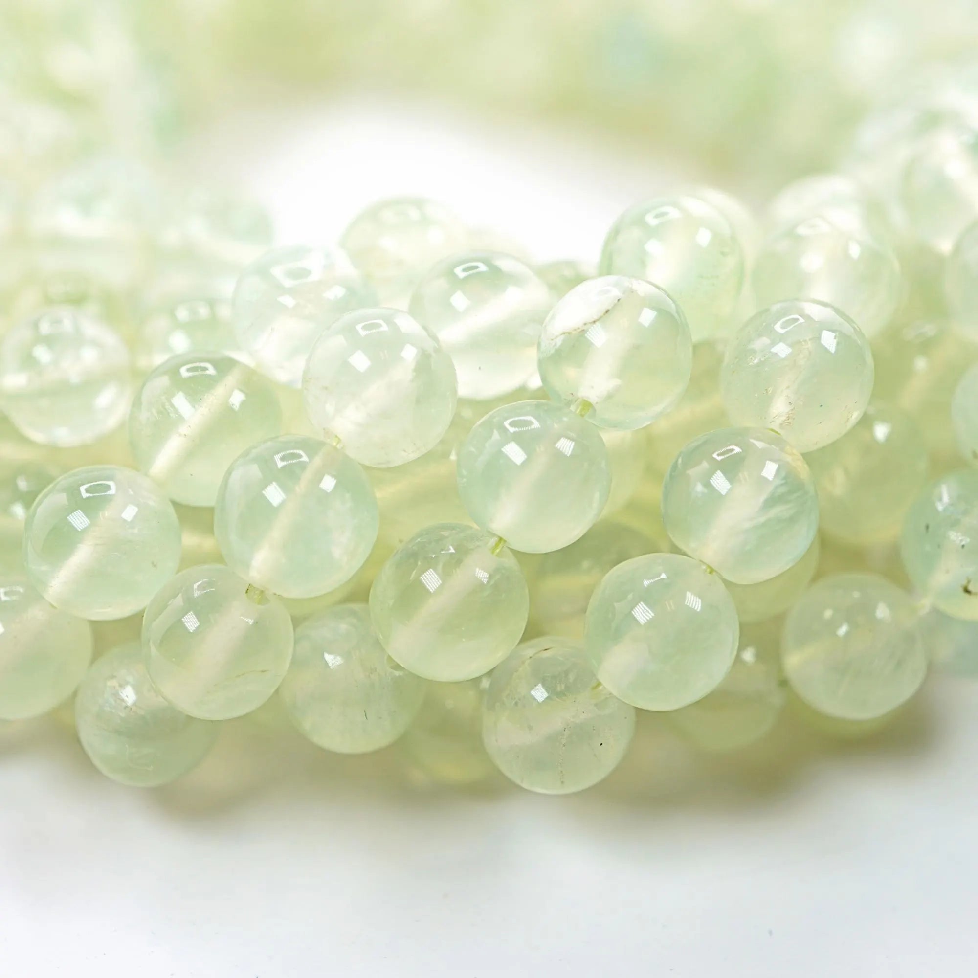 Prehnite Smooth Round Shape Gemstone Strand Beads