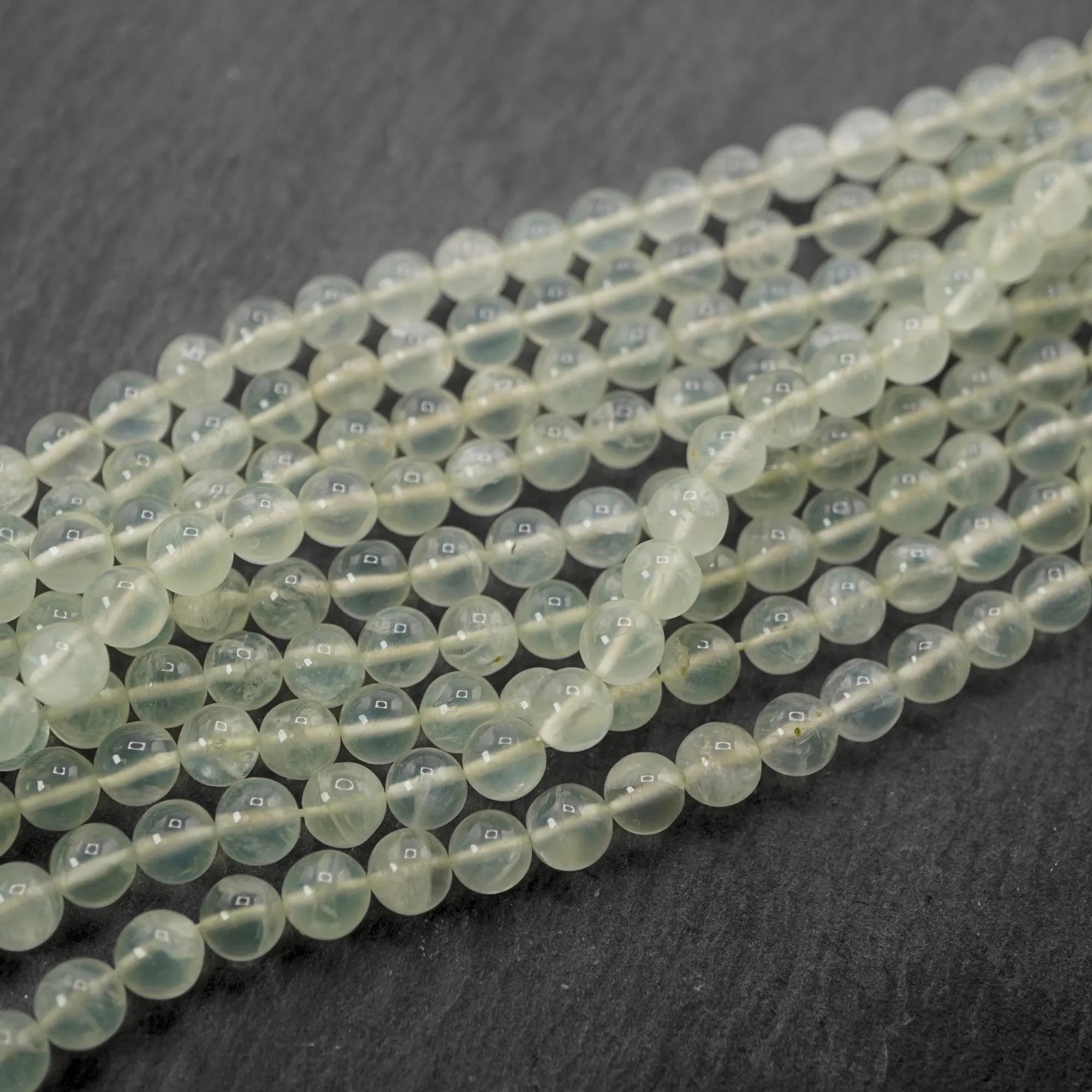 Prehnite Smooth Round Shape Gemstone Strand Beads