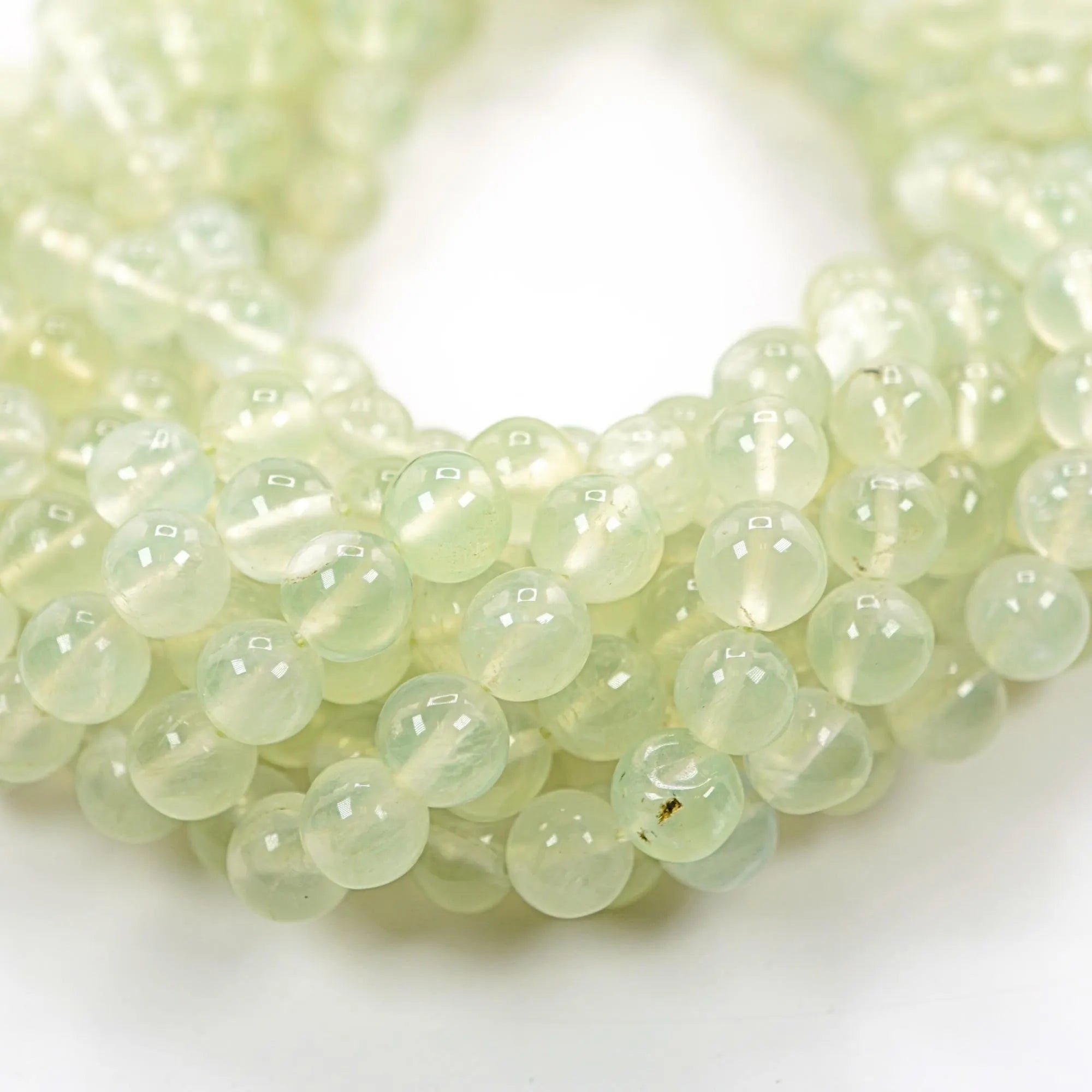 Prehnite Smooth Round Shape Gemstone Strand Beads