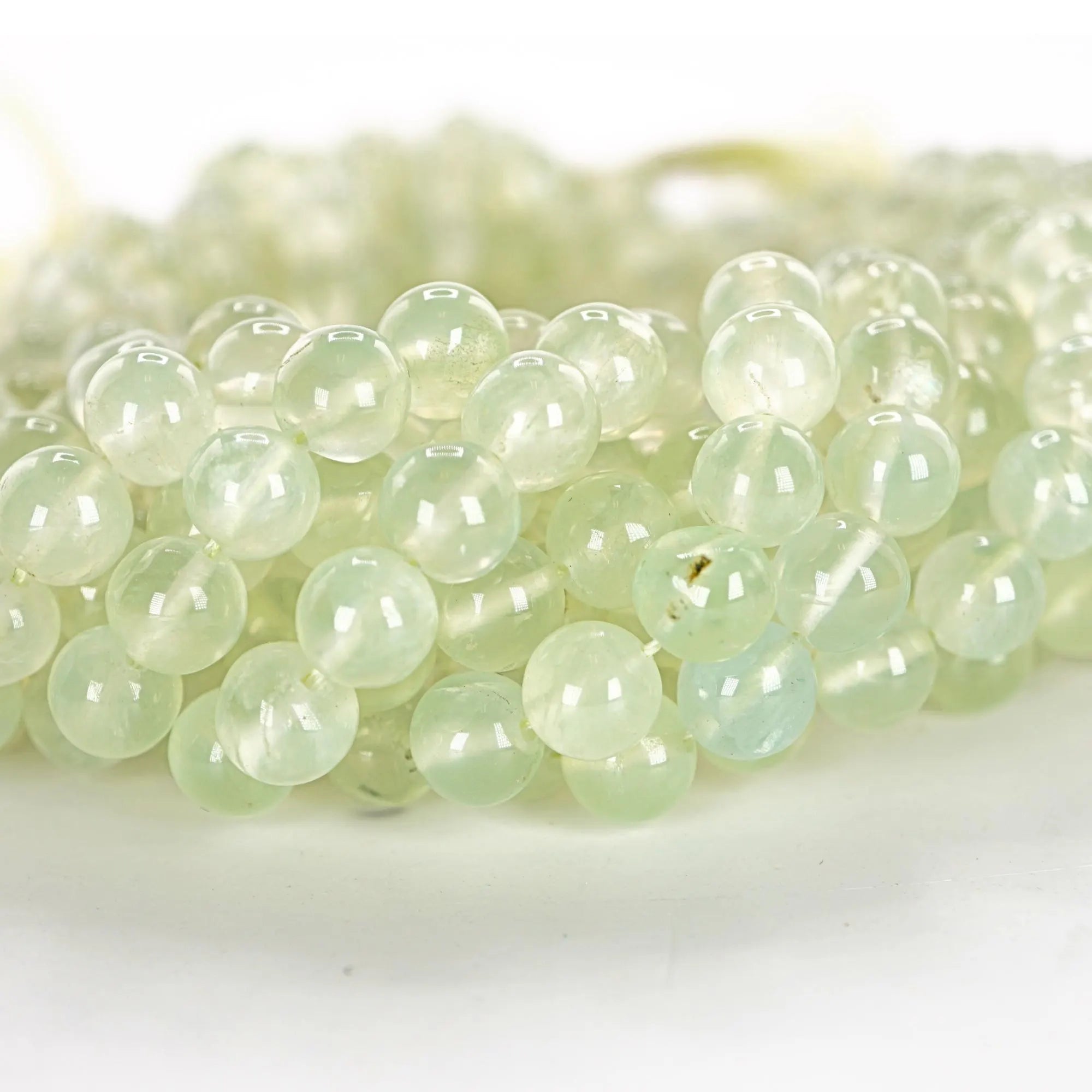 Prehnite Smooth Round Shape Gemstone Strand Beads