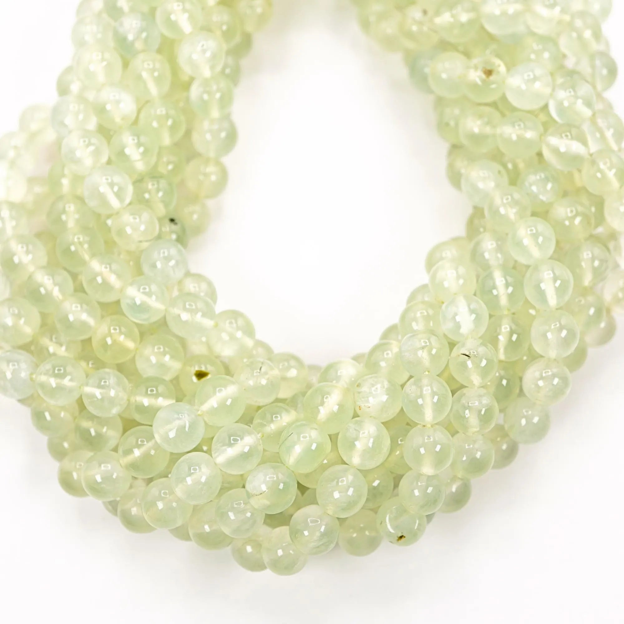 Prehnite Smooth Round Shape Gemstone Strand Beads