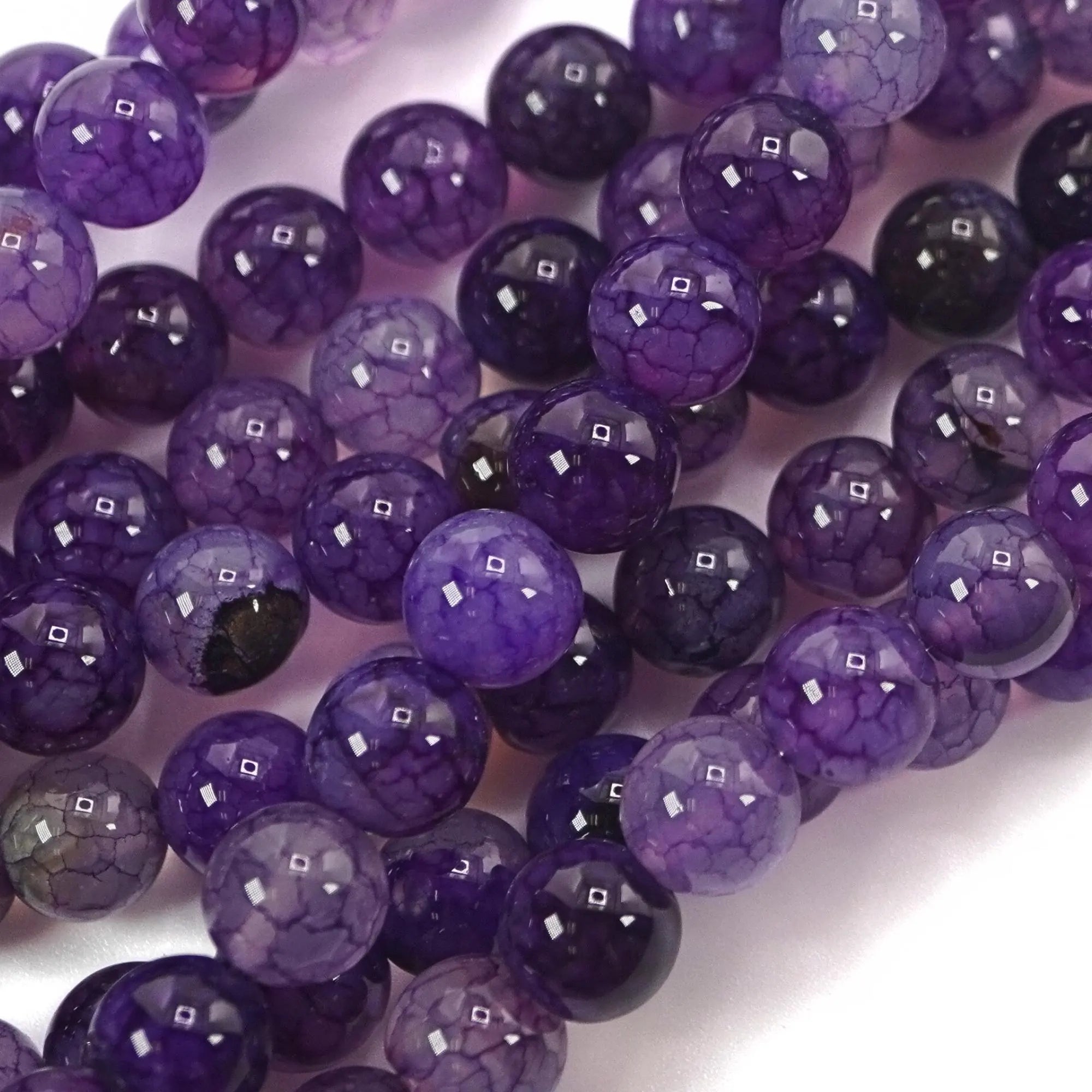 Purple Agate Smooth Round Shape Gemstone Beads For Jewelry Making