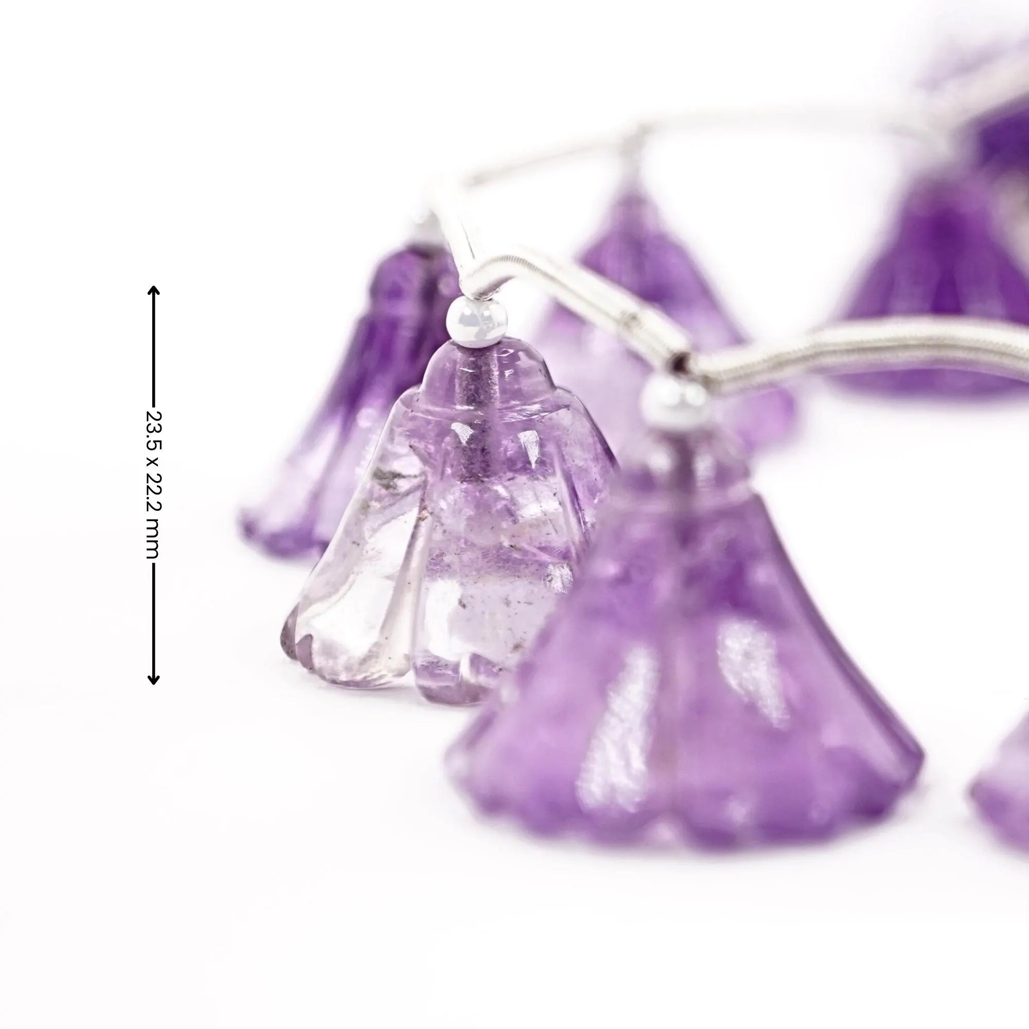 Purple Amethyst Carved Flower Shape Gemstone Strand Beads