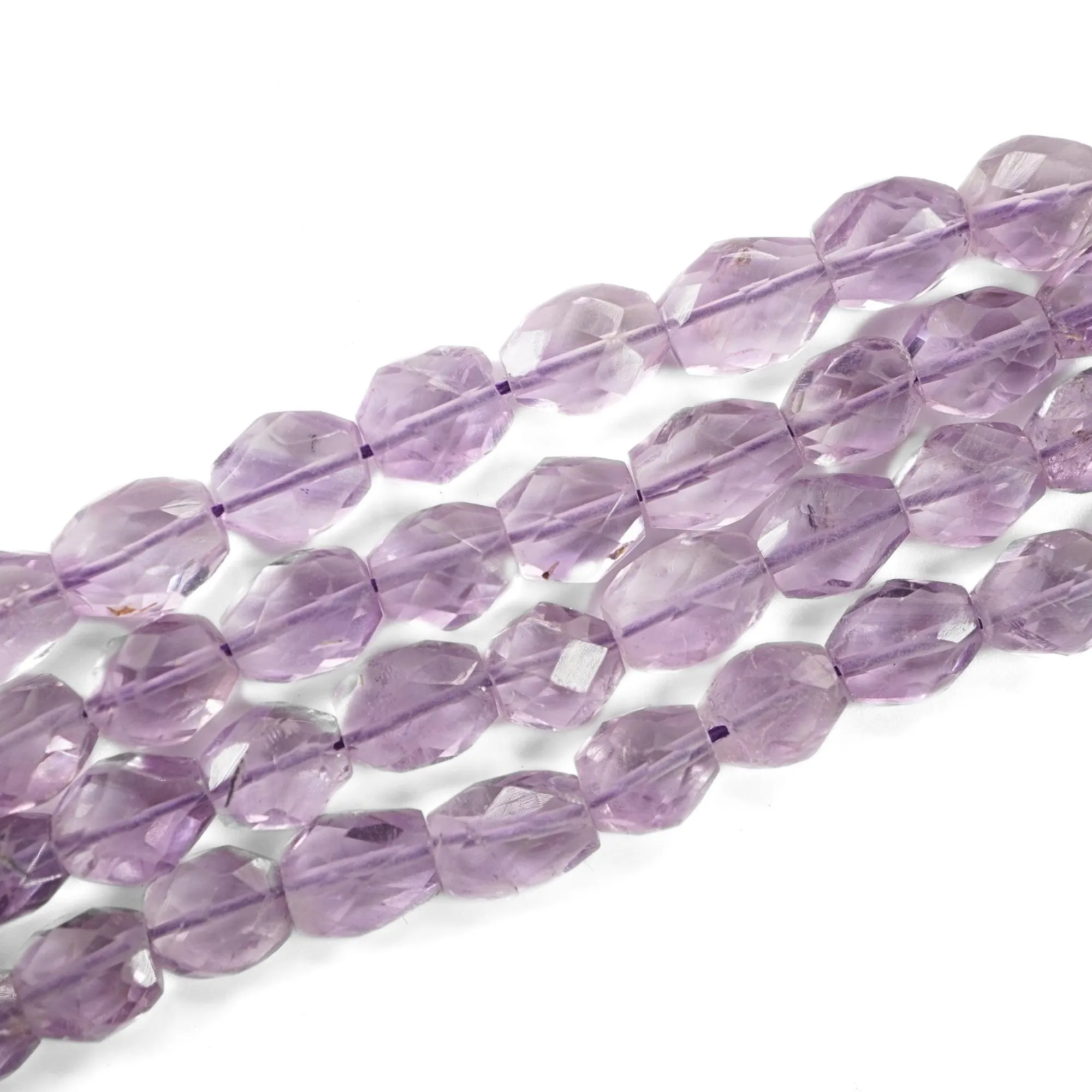 Purple Amethyst Faceted Oval Shape Gemstone Strand Beads