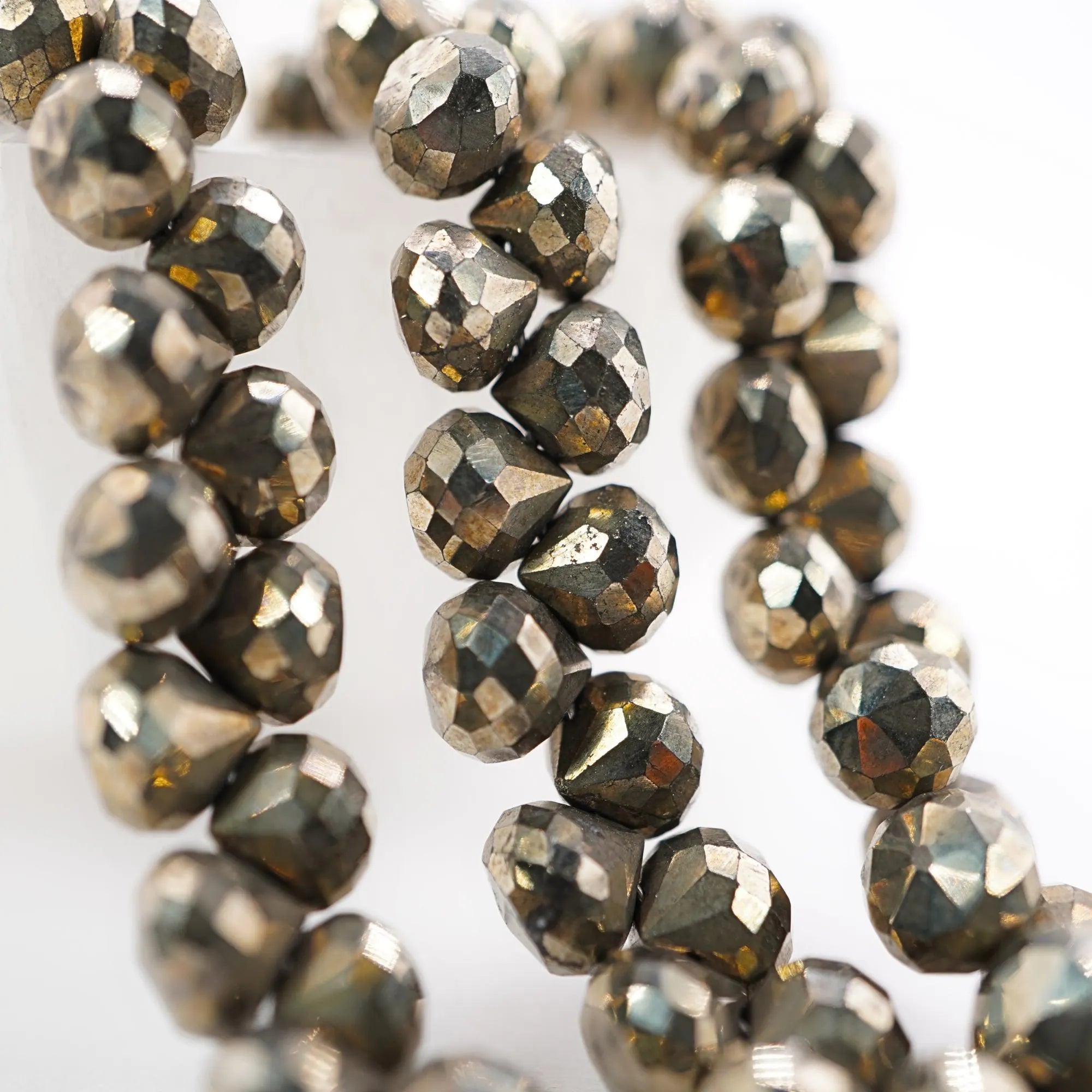 Pyrite Faceted Teardrop Shape Gemstone Strand Beads
