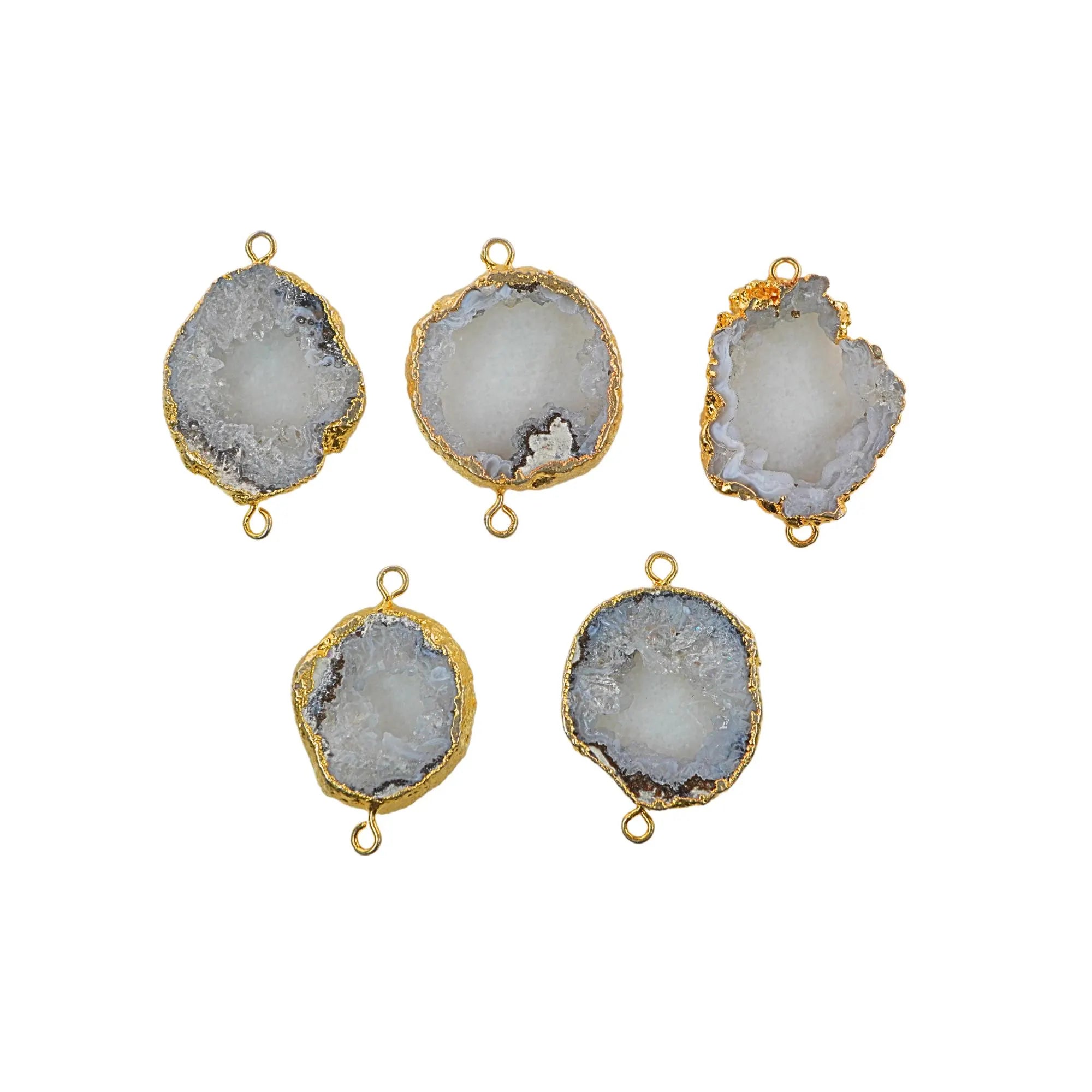 Quartz Gemstone Gold Electroplated Connector
