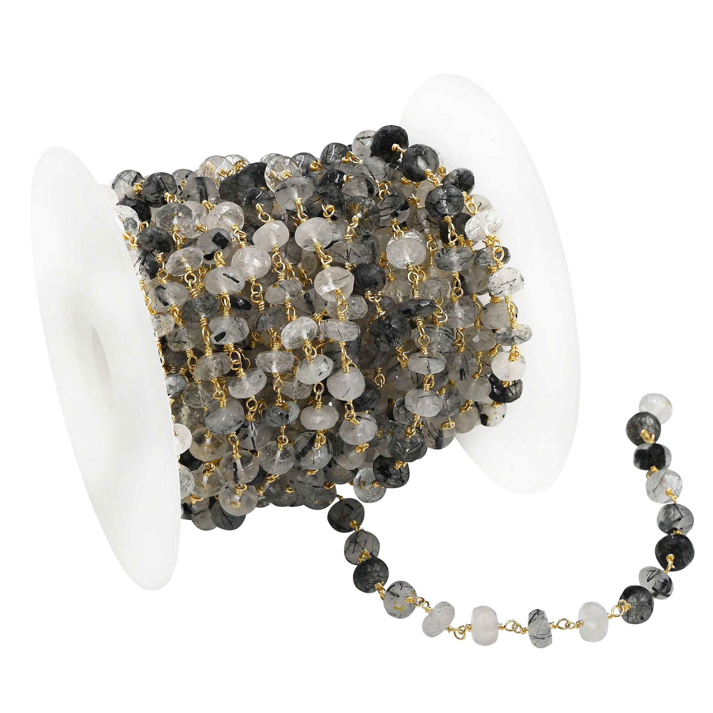 Quartz gemstone wire-wrapped chain