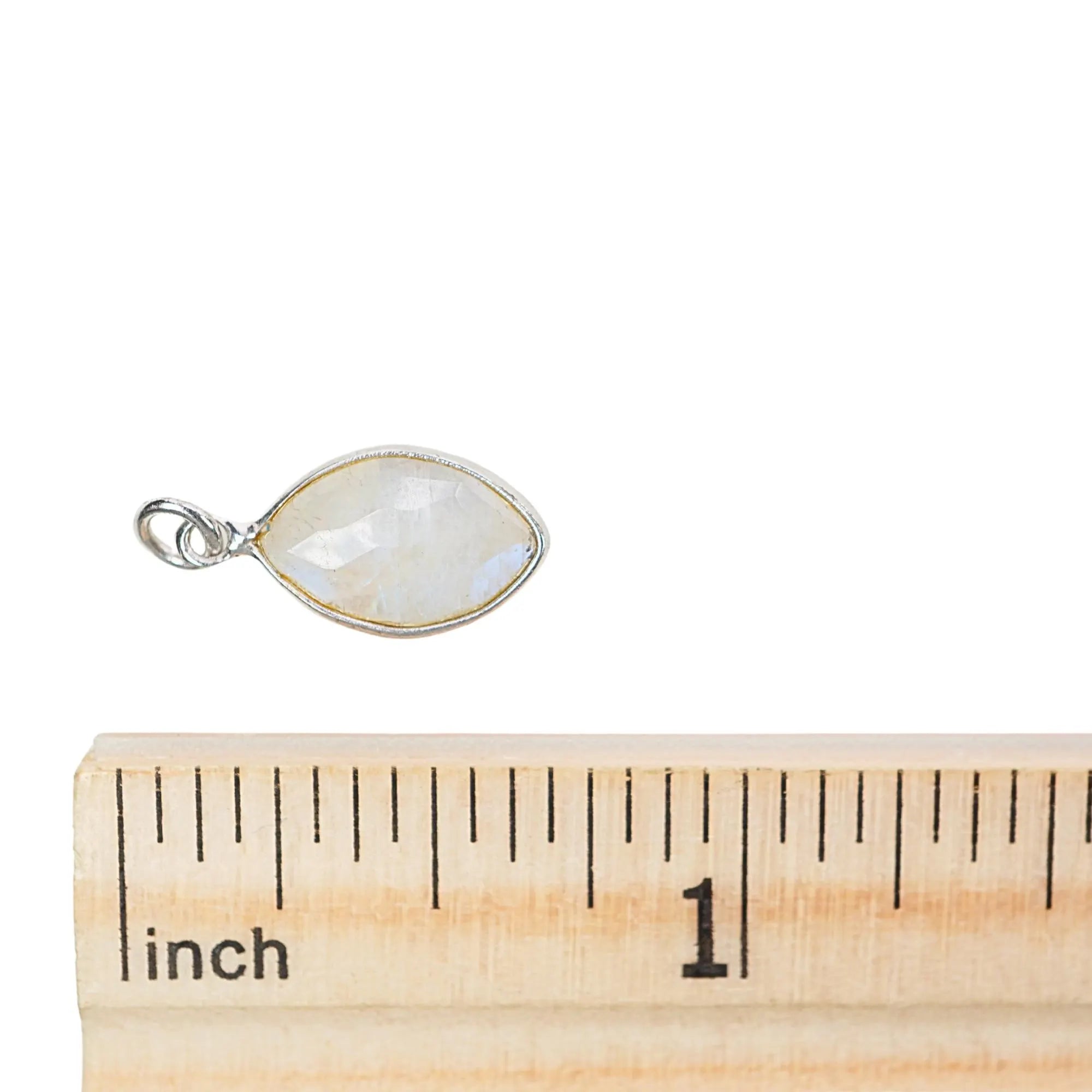 Rainbow Moonstone Marquise Shape Gemstone Sterling Silver Bezel Findings Charm Pendant