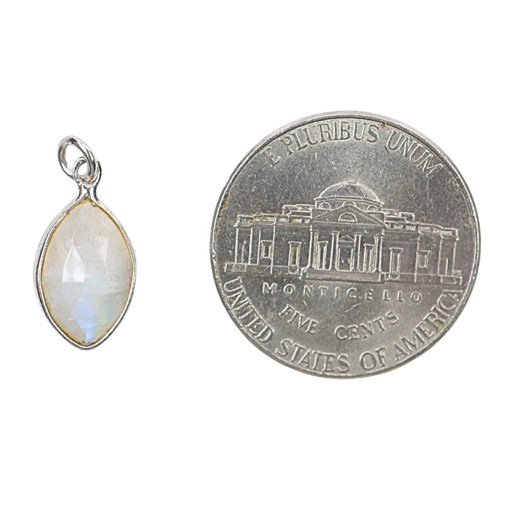 Rainbow Moonstone Marquise Shape Gemstone Sterling Silver Bezel Findings Charm Pendant