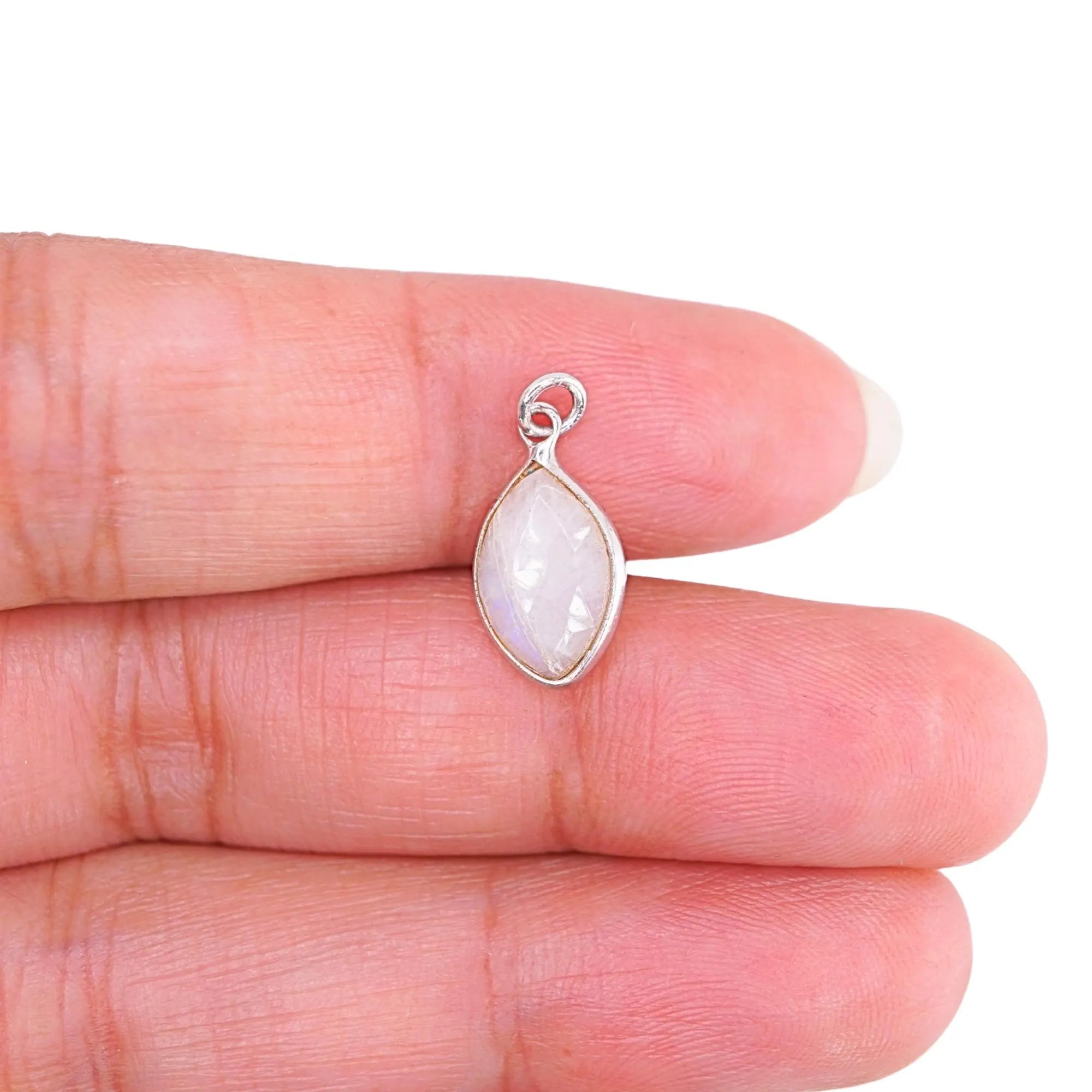 Rainbow Moonstone Marquise Shape Gemstone Sterling Silver Bezel Findings Charm Pendant