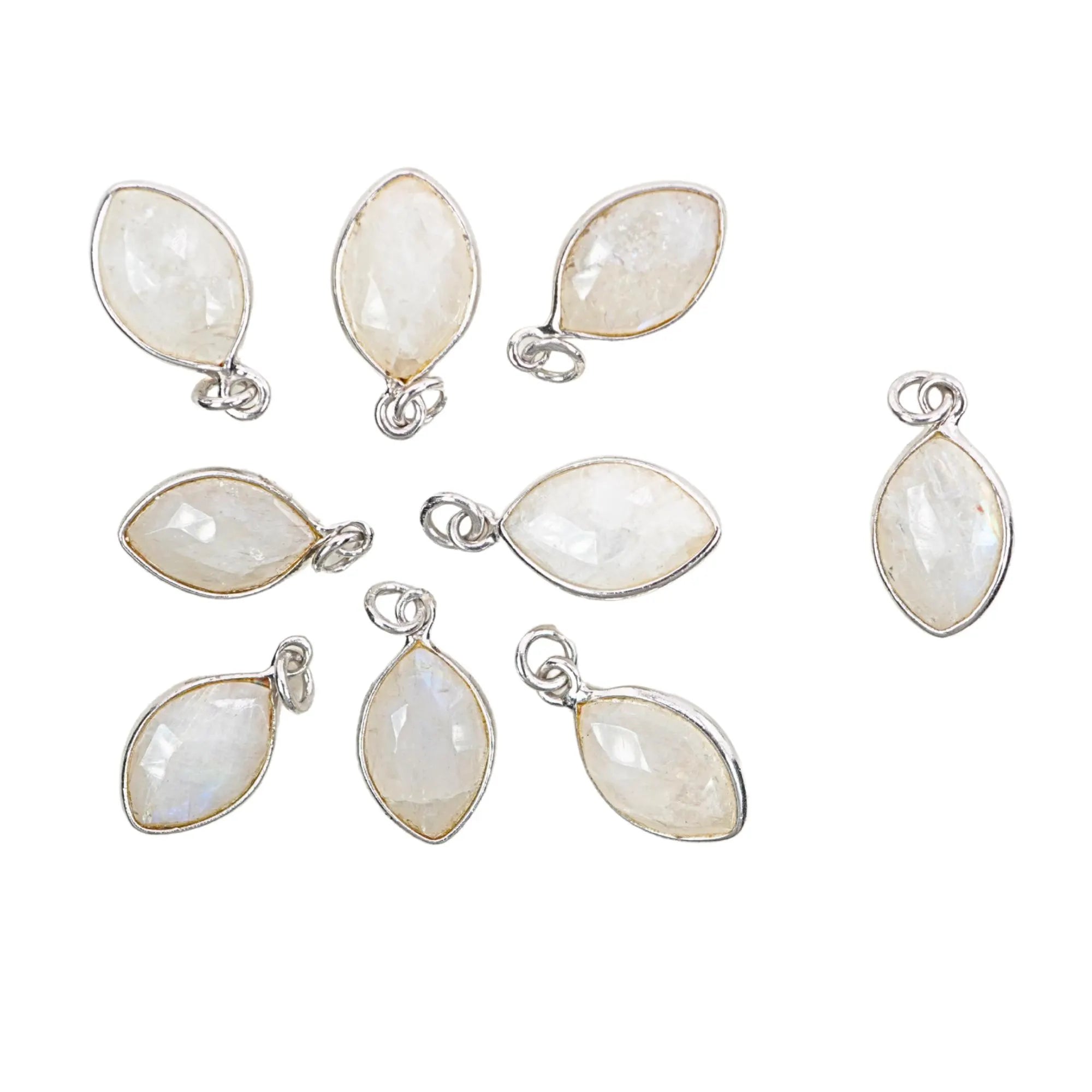 Rainbow Moonstone Marquise Shape Gemstone Sterling Silver Bezel Findings Charm Pendant