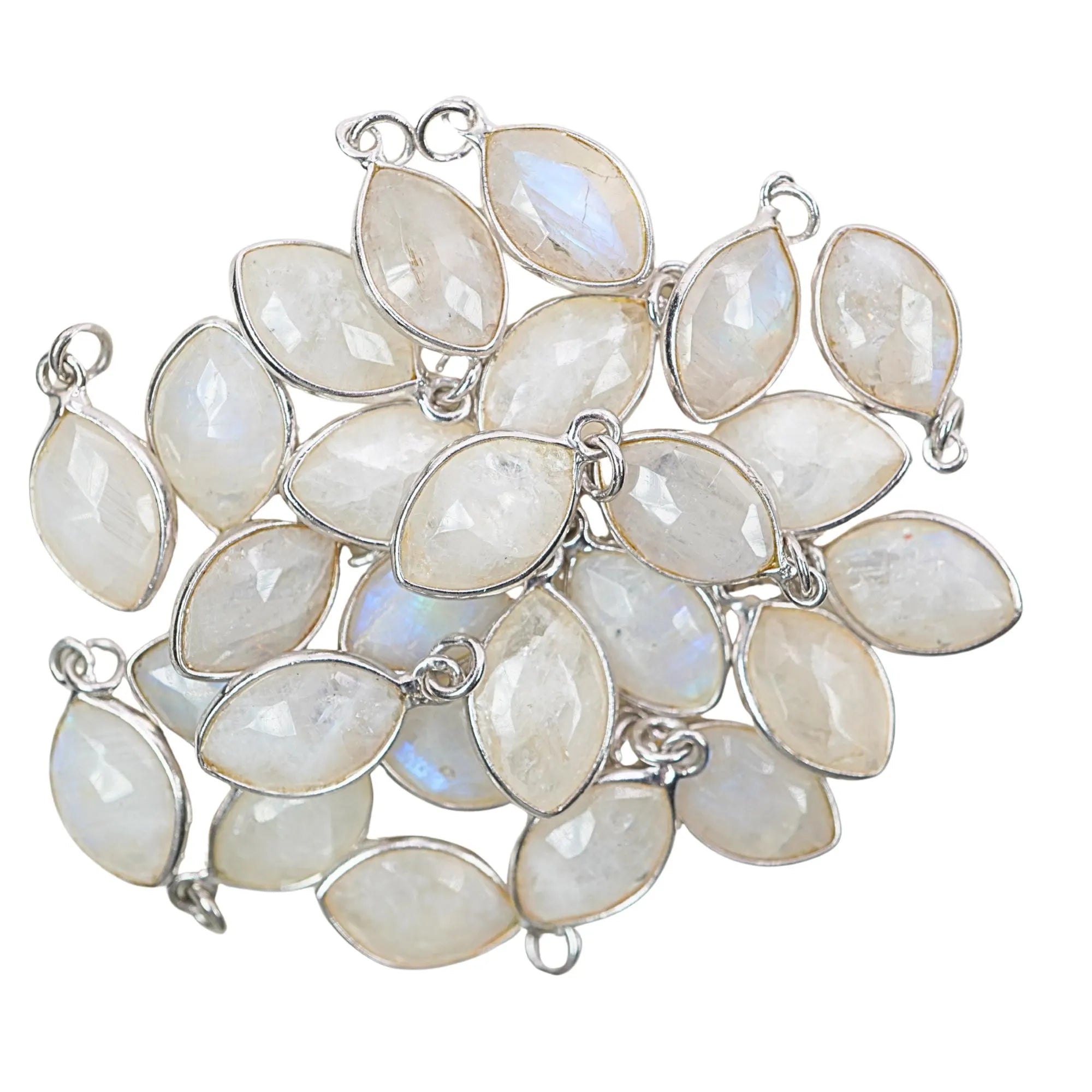 Rainbow Moonstone Marquise Shape Gemstone Sterling Silver Bezel Findings Charm Pendant