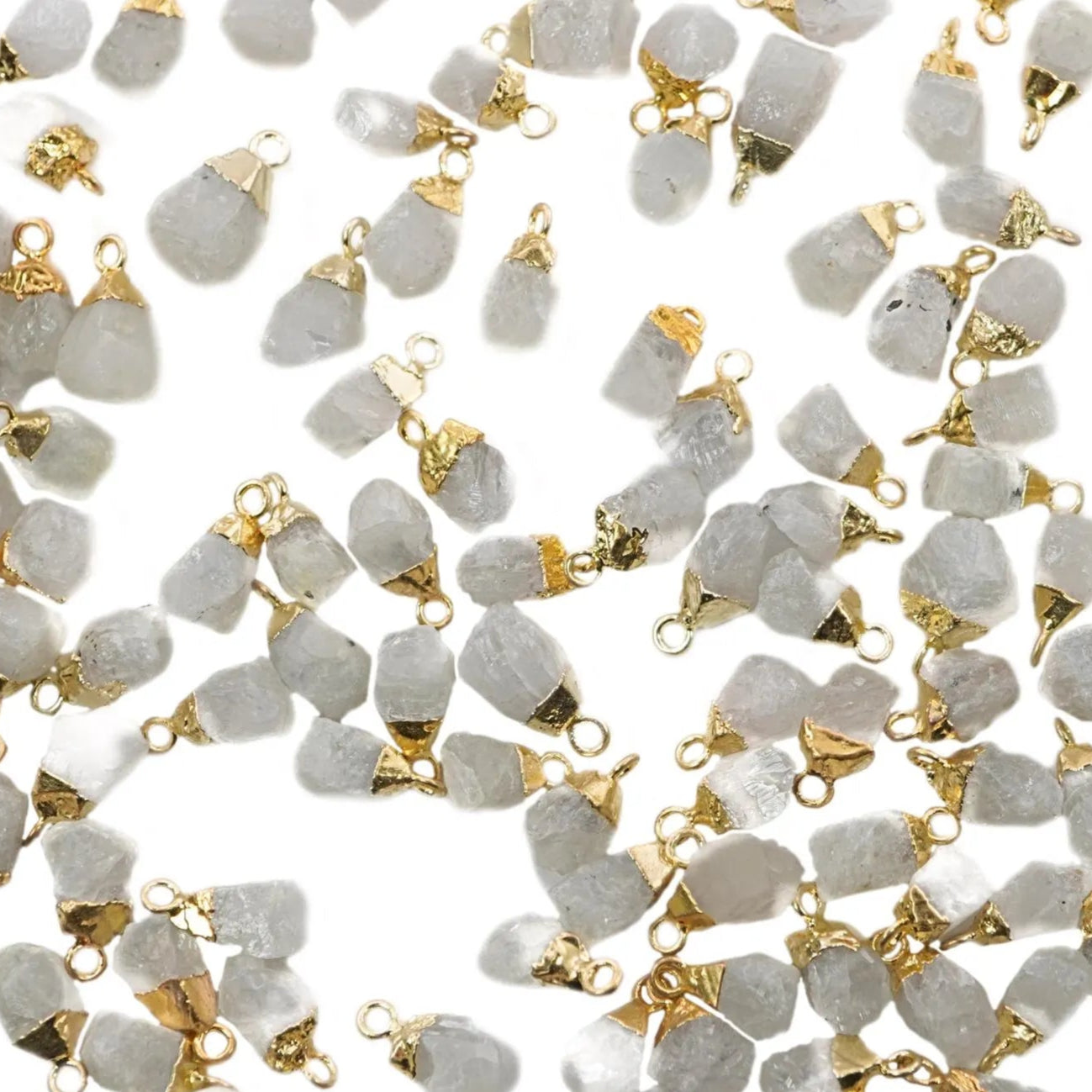 Rainbow Moonstone Rough Gemstone Gold Electroplated Charm Pendant