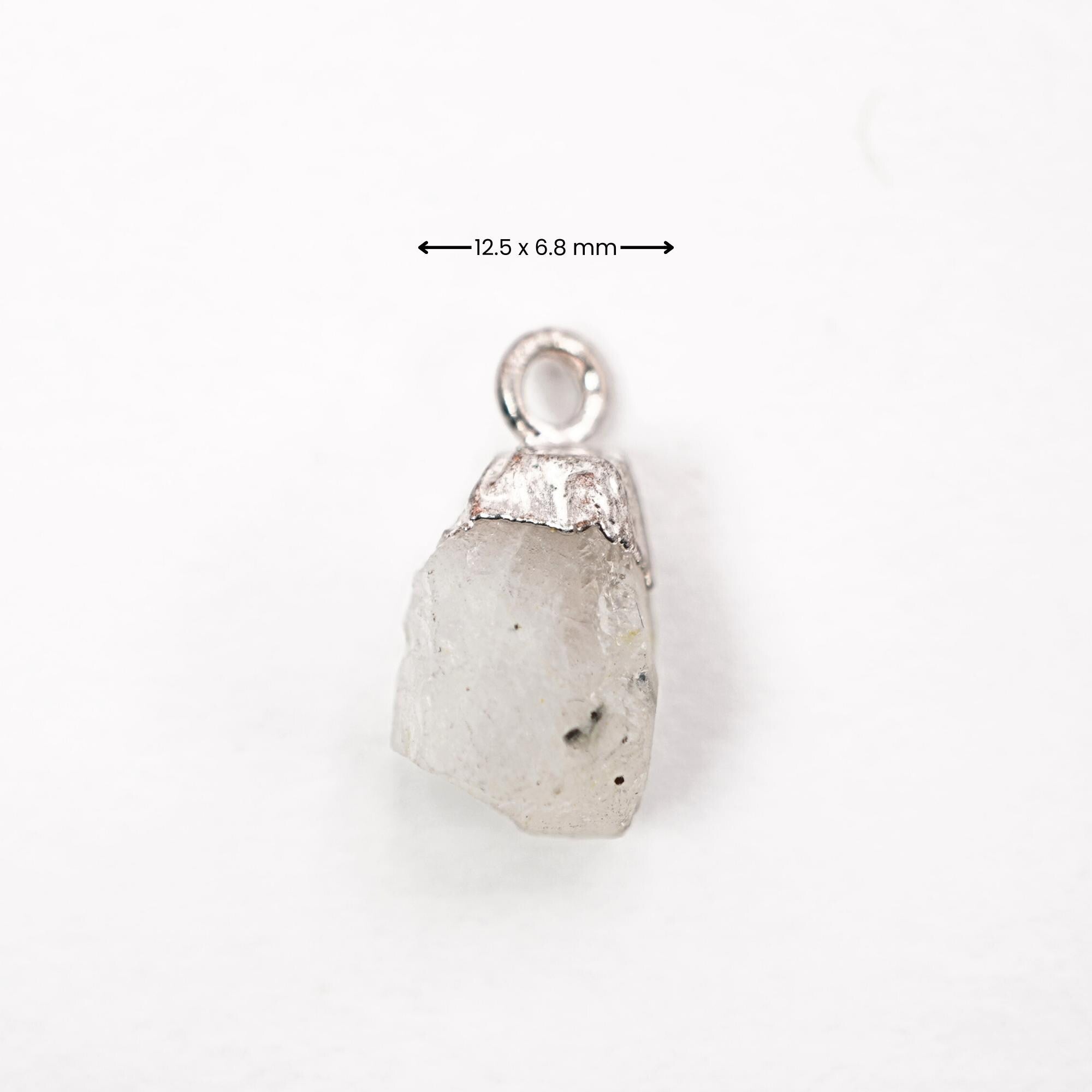 Rainbow Moonstone Rough Gemstone Silver Electroplated Charm Pendant