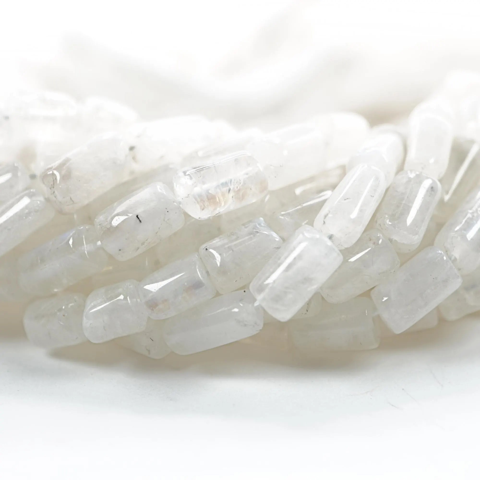 Rainbow Moonstone Smooth Barrel Shape Gemstone Strand Beads