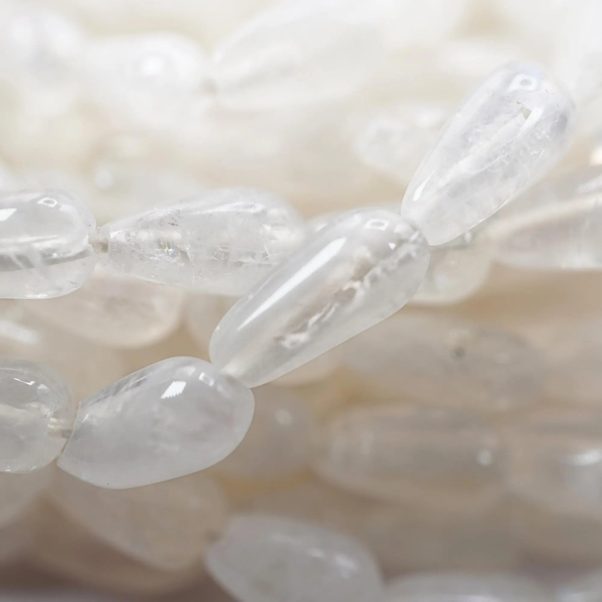 Rainbow Moonstone Smooth Drop Shape Gemstone Strand Beads
