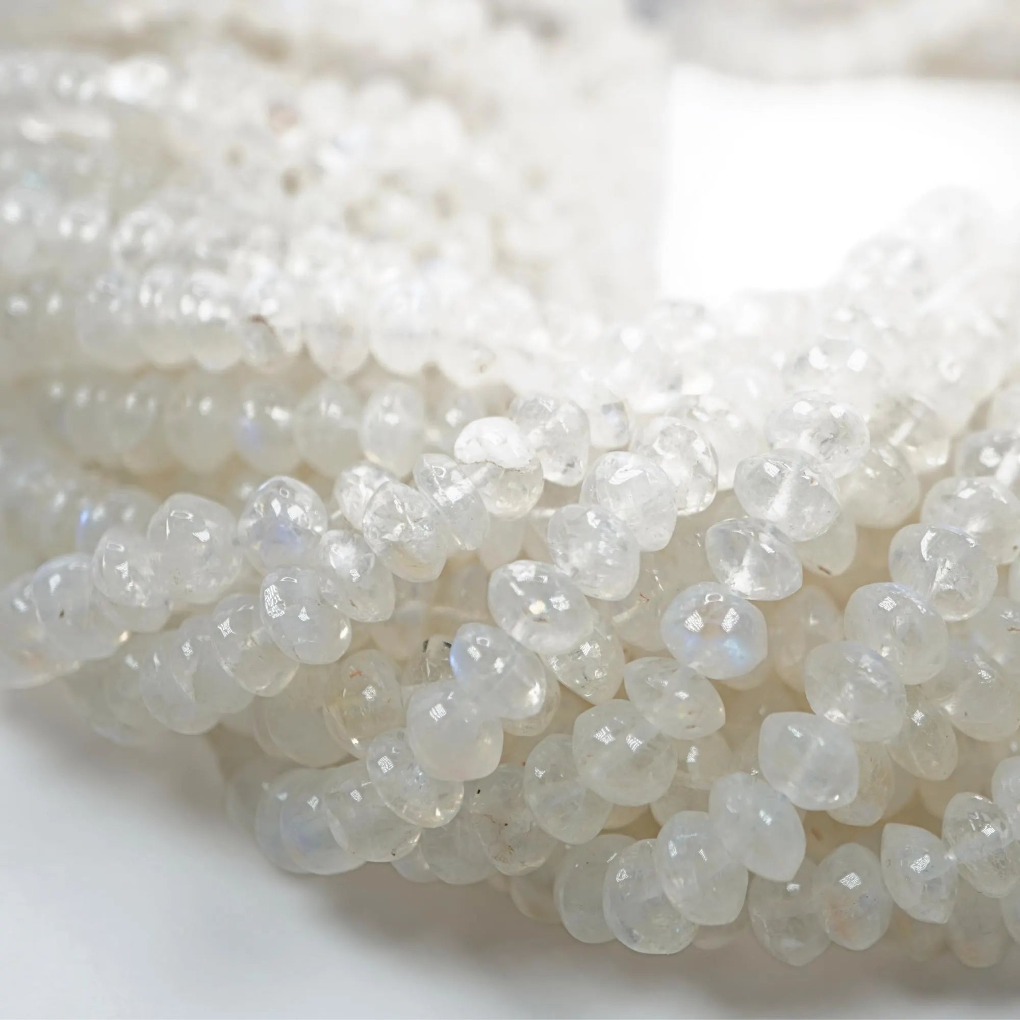 Rainbow Moonstone Smooth Saucer Shape Strand Beads