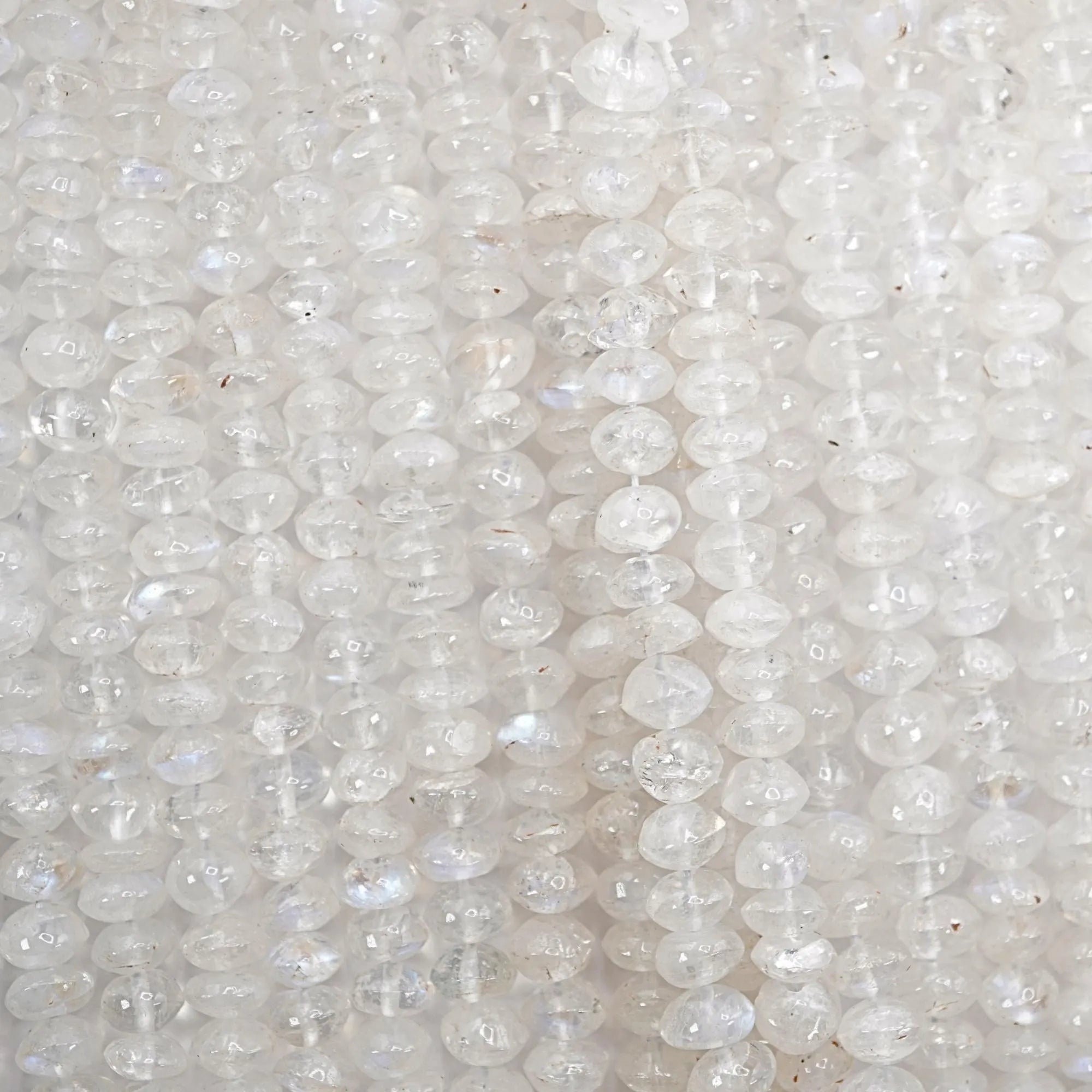 Rainbow Moonstone Smooth Saucer Shape Strand Beads