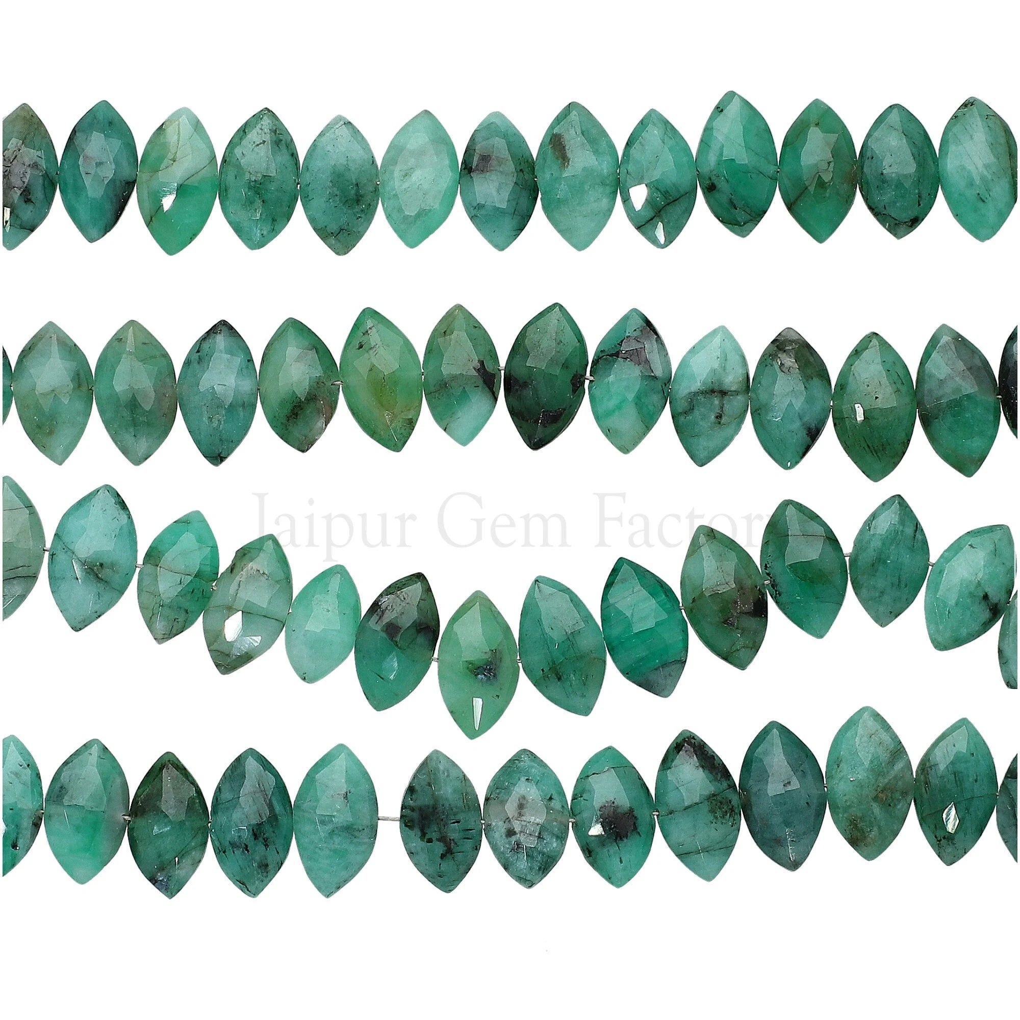 Raw Emerald Faceted Marquise Shape Gemstone Strand Beads