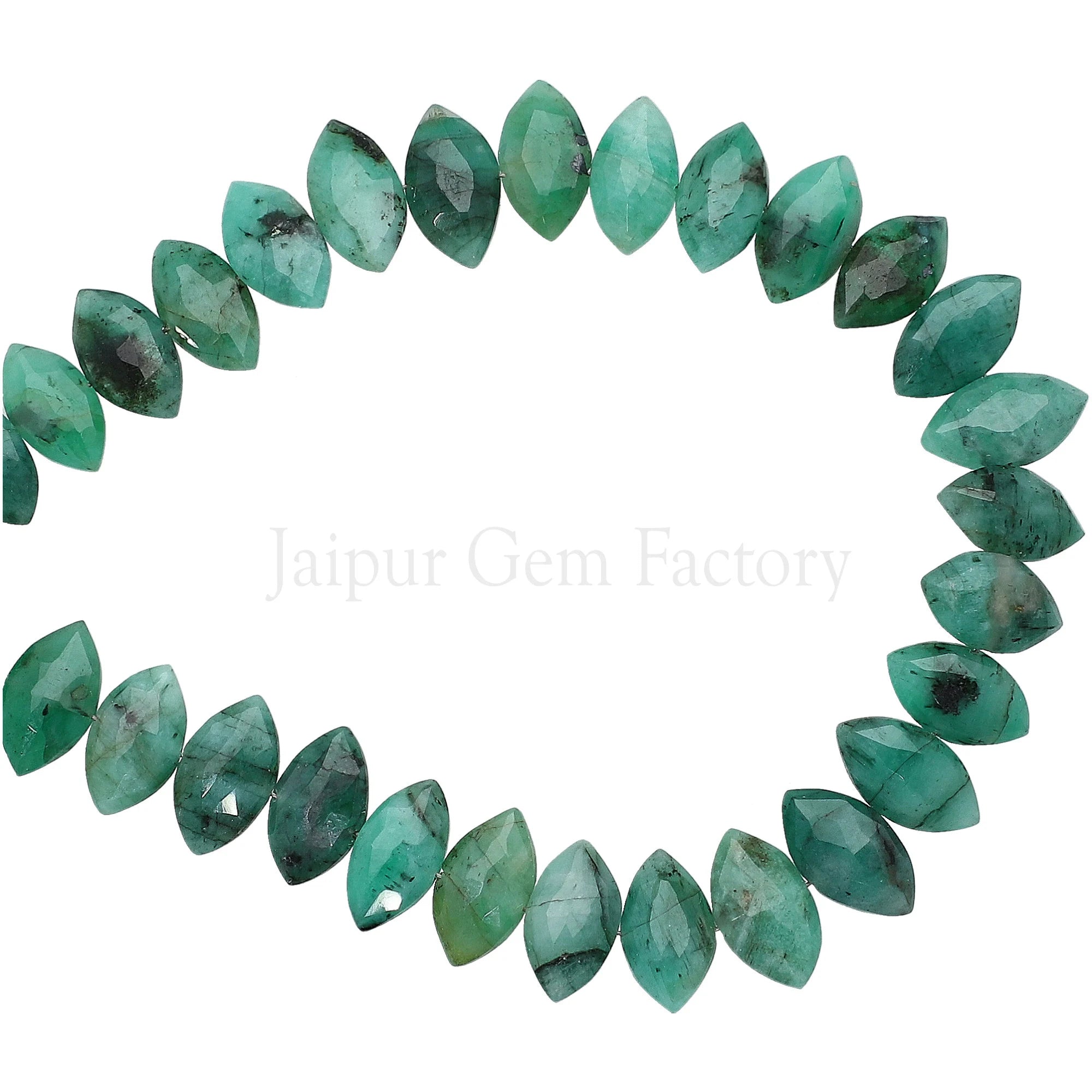 Raw Emerald Faceted Marquise Shape Gemstone Strand Beads