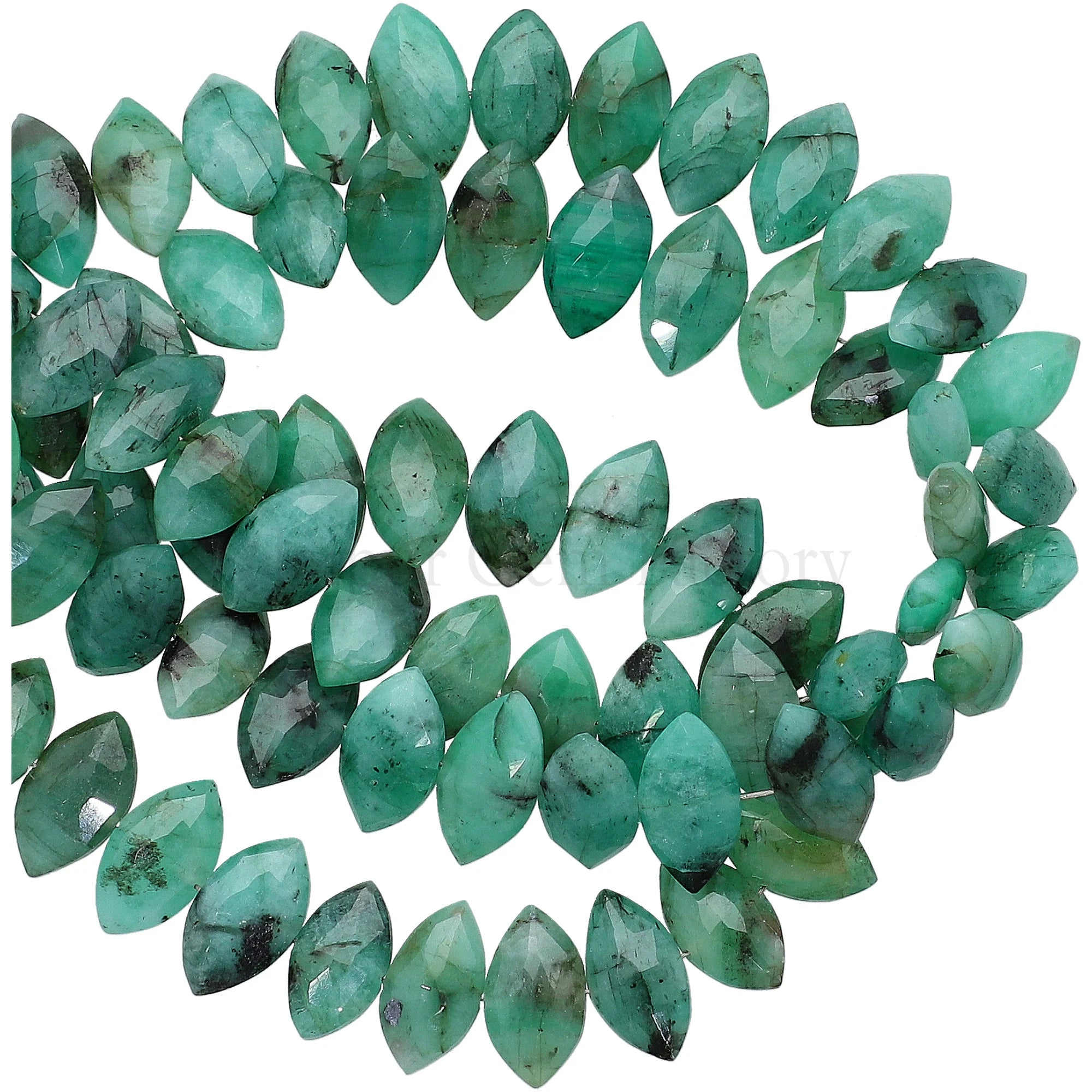 Raw Emerald Faceted Marquise Shape Gemstone Strand Beads