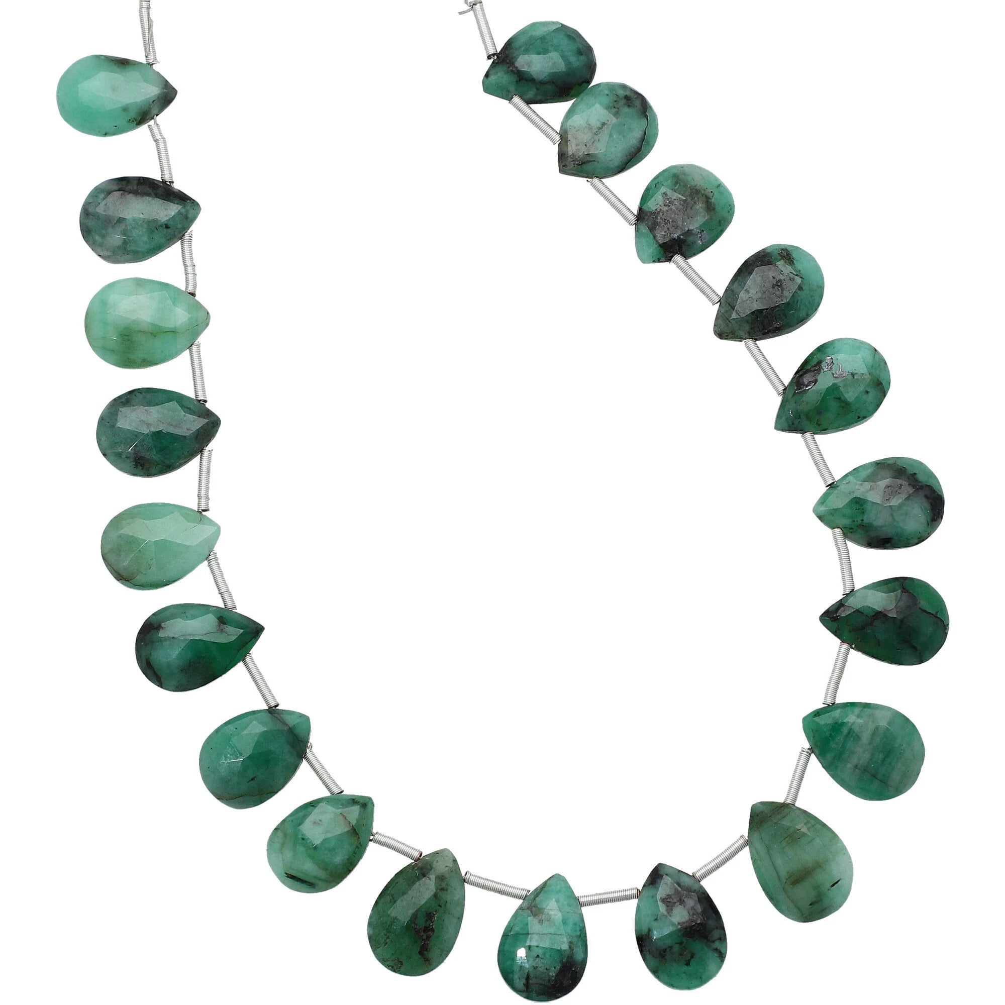 Raw Emerald Faceted Pear Shape Gemstone 8 Inch Strand Beads