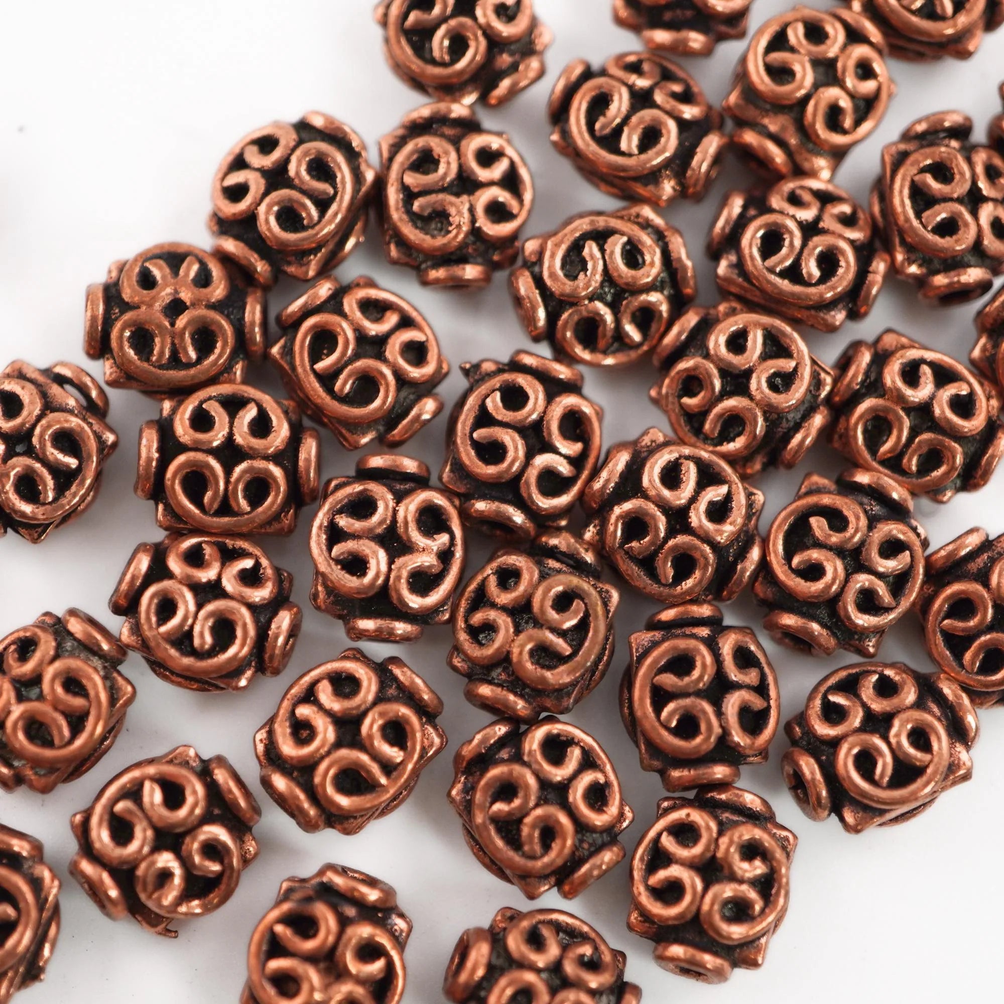 Real Copper Oval Bali Beads 23 Piece Set