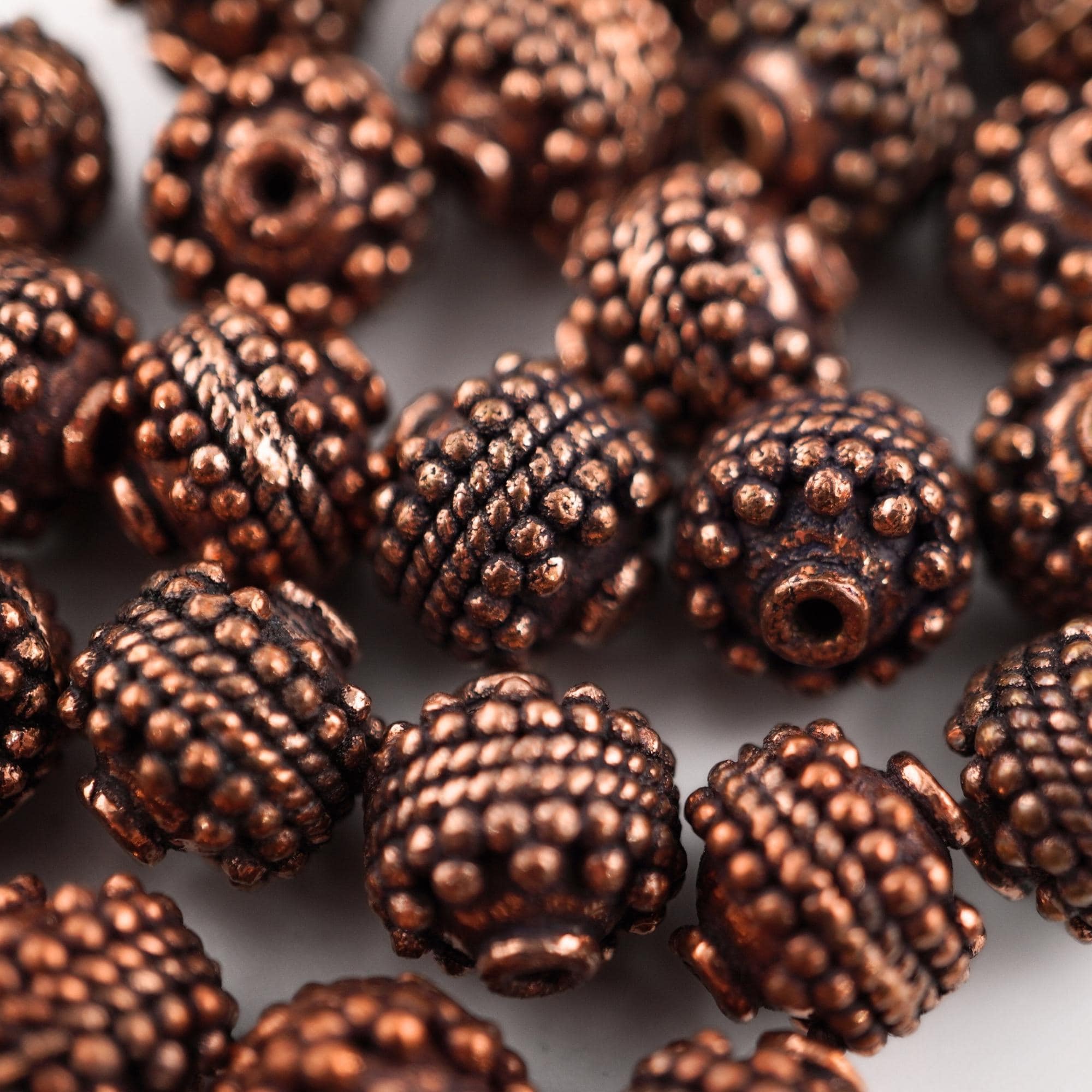 Real Copper Round Bali Beads 20 Piece Set