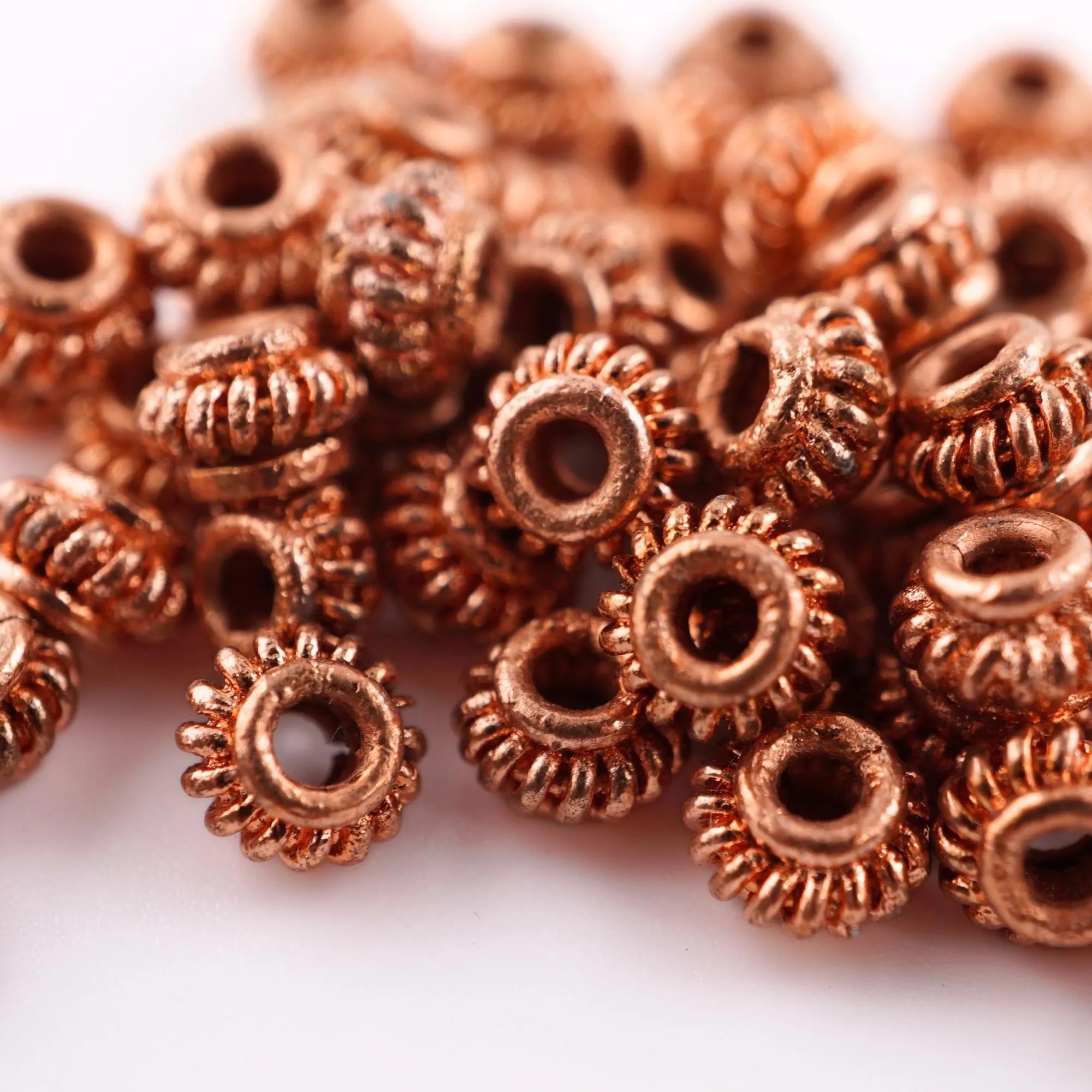Real copper large hole spacer beads