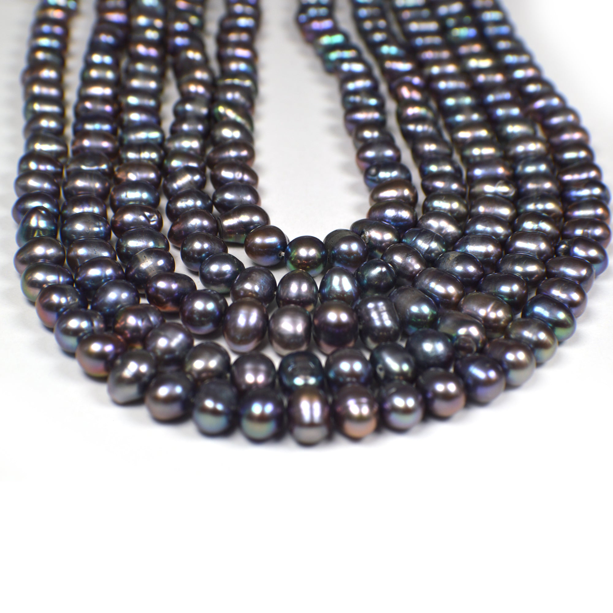 Real freshwater pearls navy blue