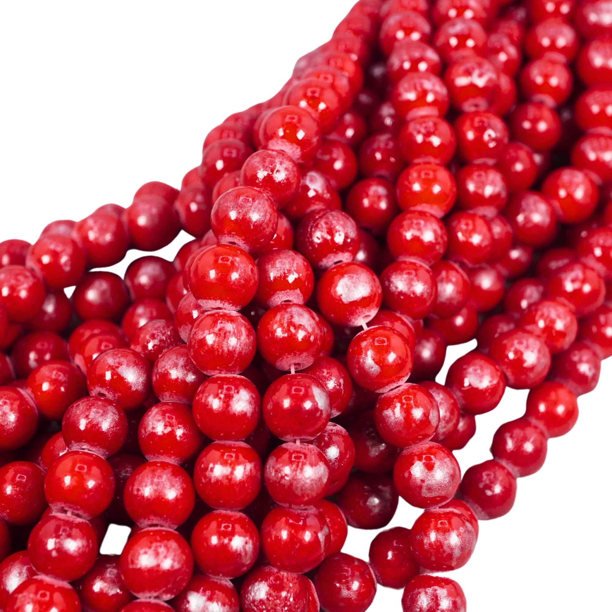 Red Bamboo Coral Smooth Round Beads for Jewelry Making 15" Strand 8 MM