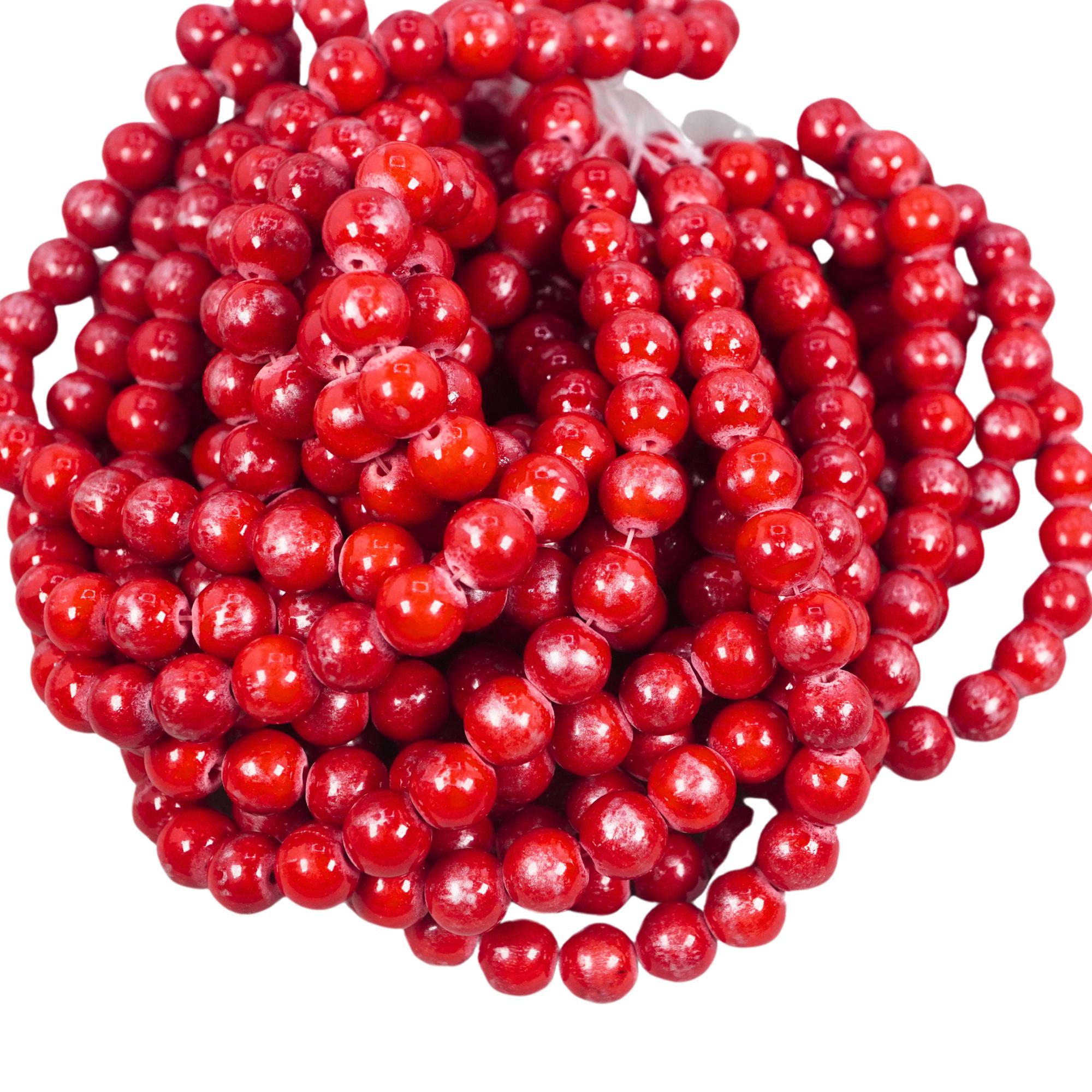 Red Bamboo Coral Smooth Round Beads for Jewelry Making