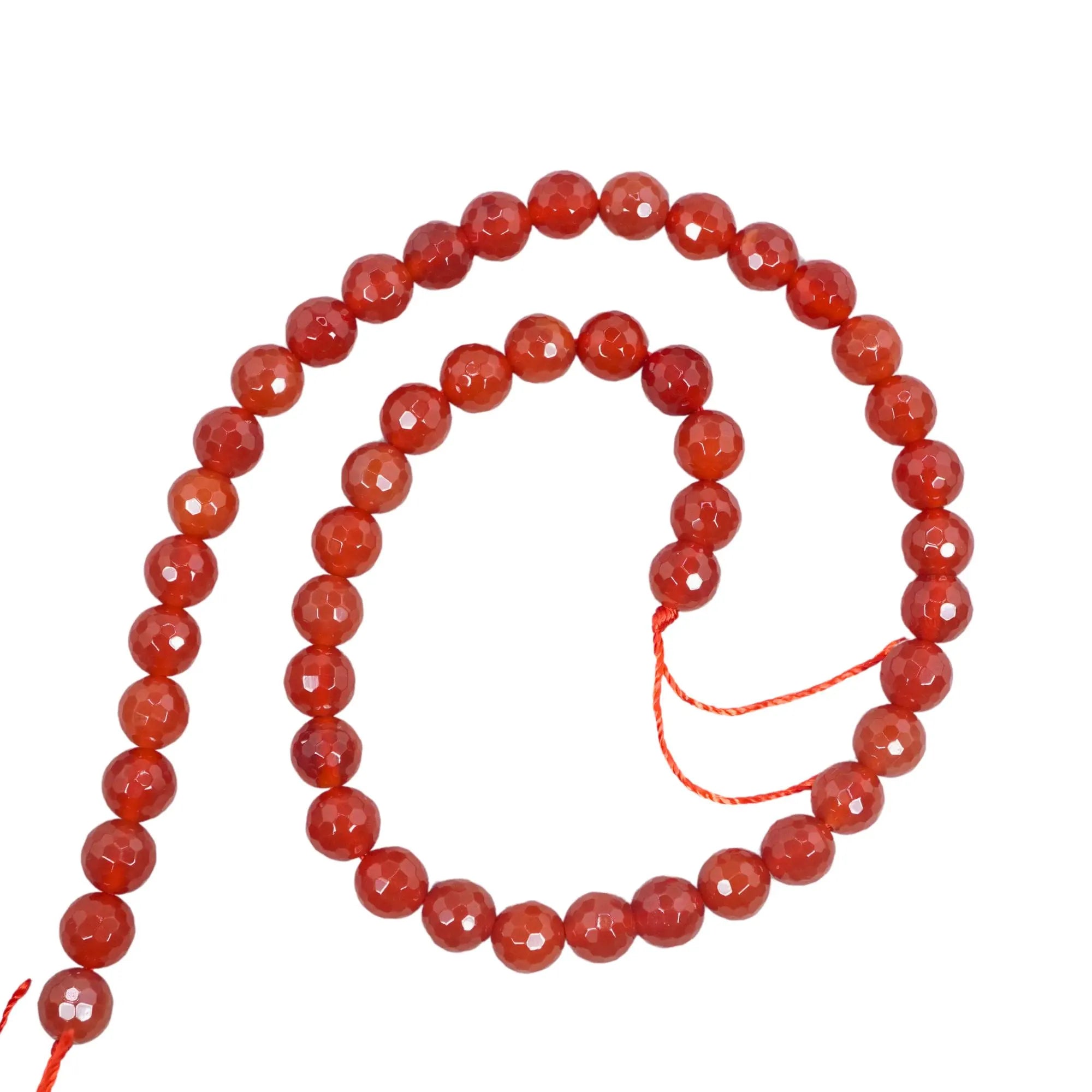 Red Carnelian Faceted Round Shape Gemstone Strand Beads