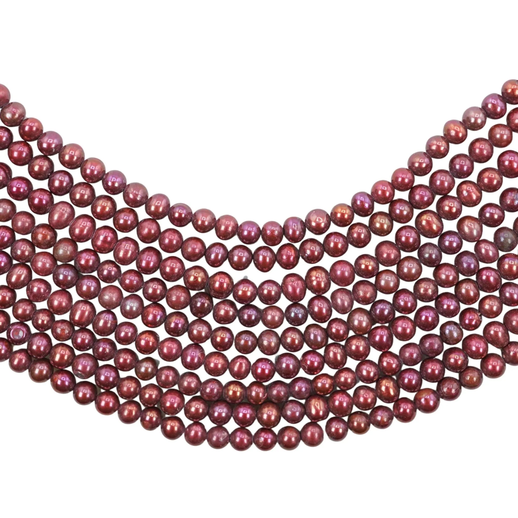 Red Cherry Freshwater Pearl Round Shape Beads Strand