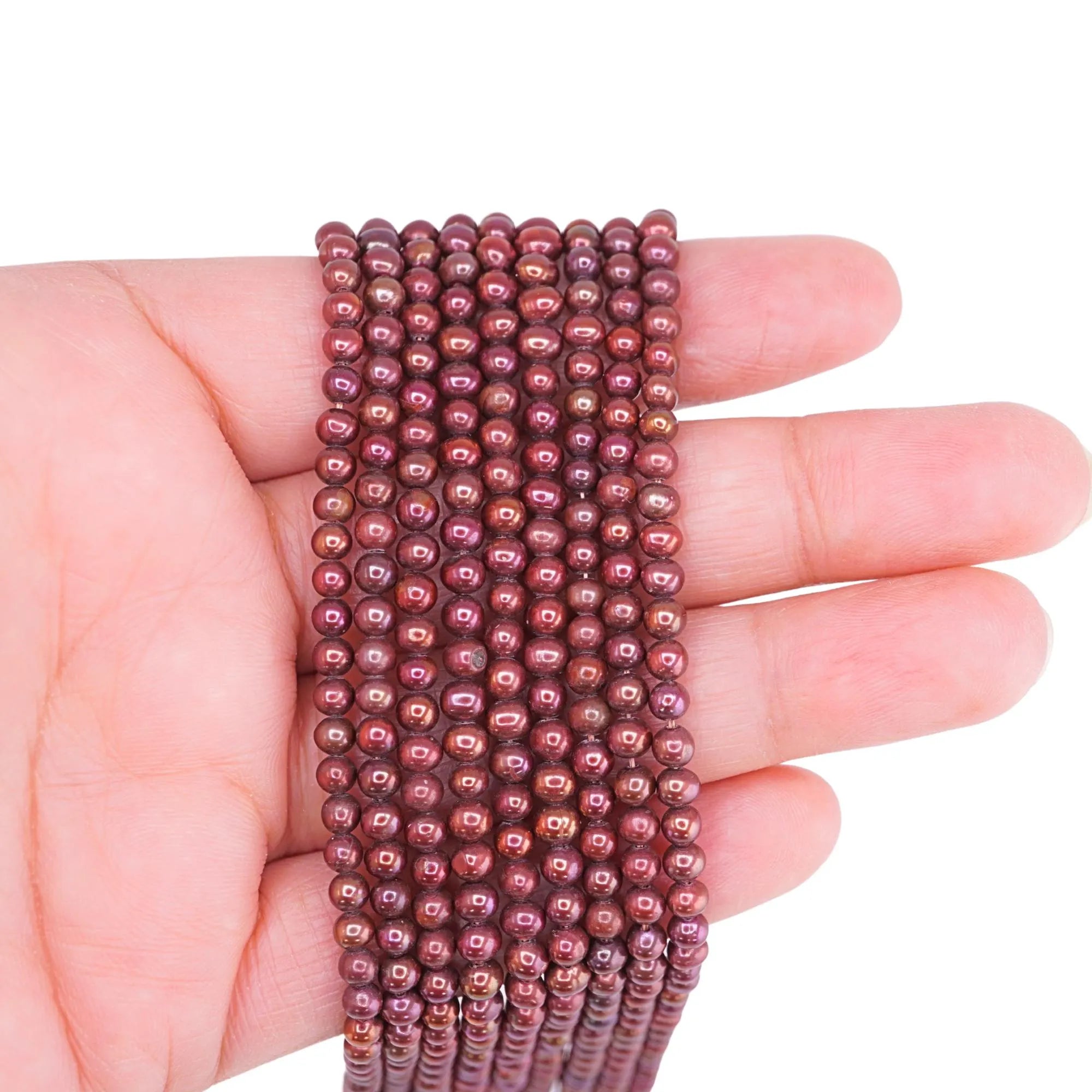 Red Cherry Freshwater Pearl Round Shape Beads Strand
