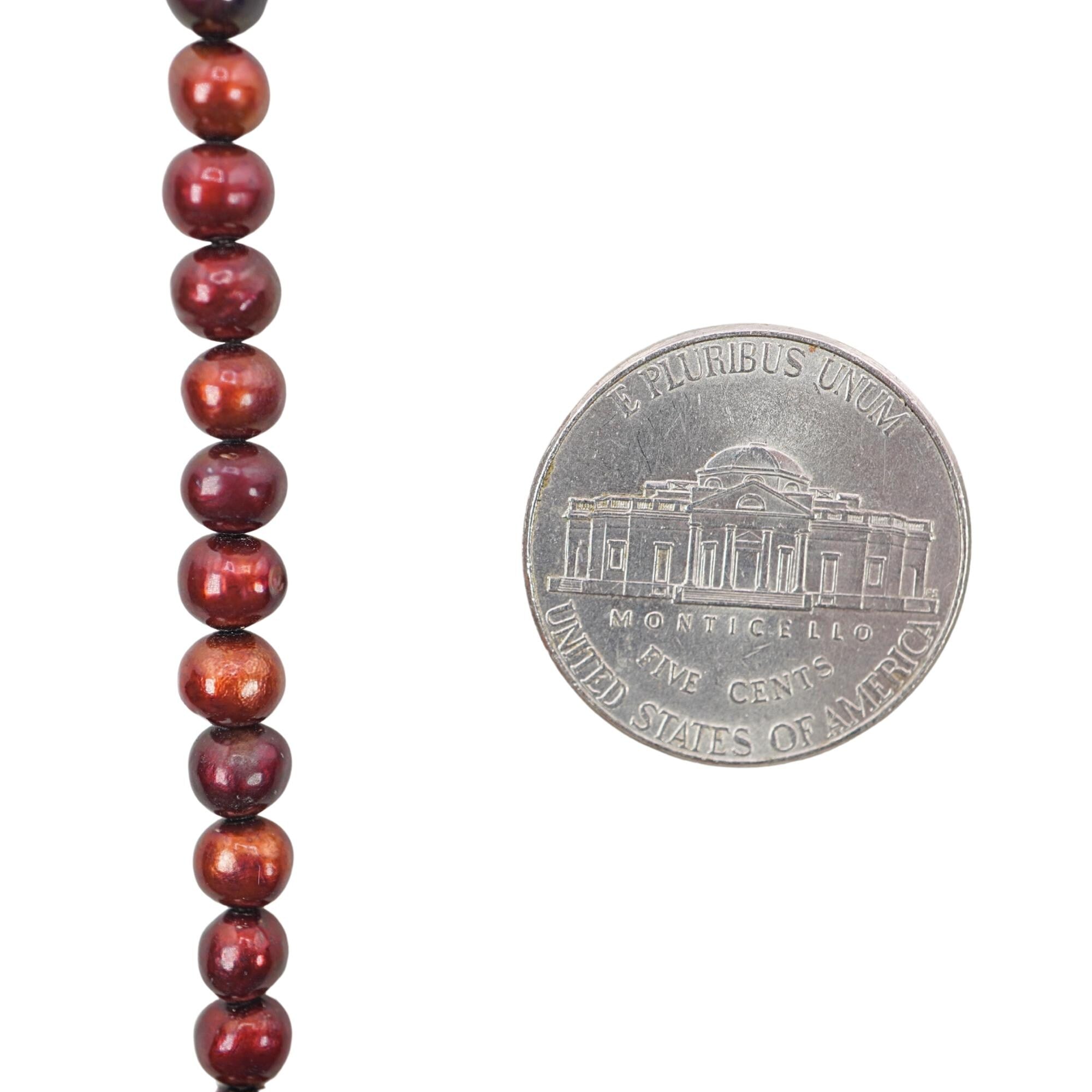 Red Cherry Freshwater Pearls Round Shape Strand Beads